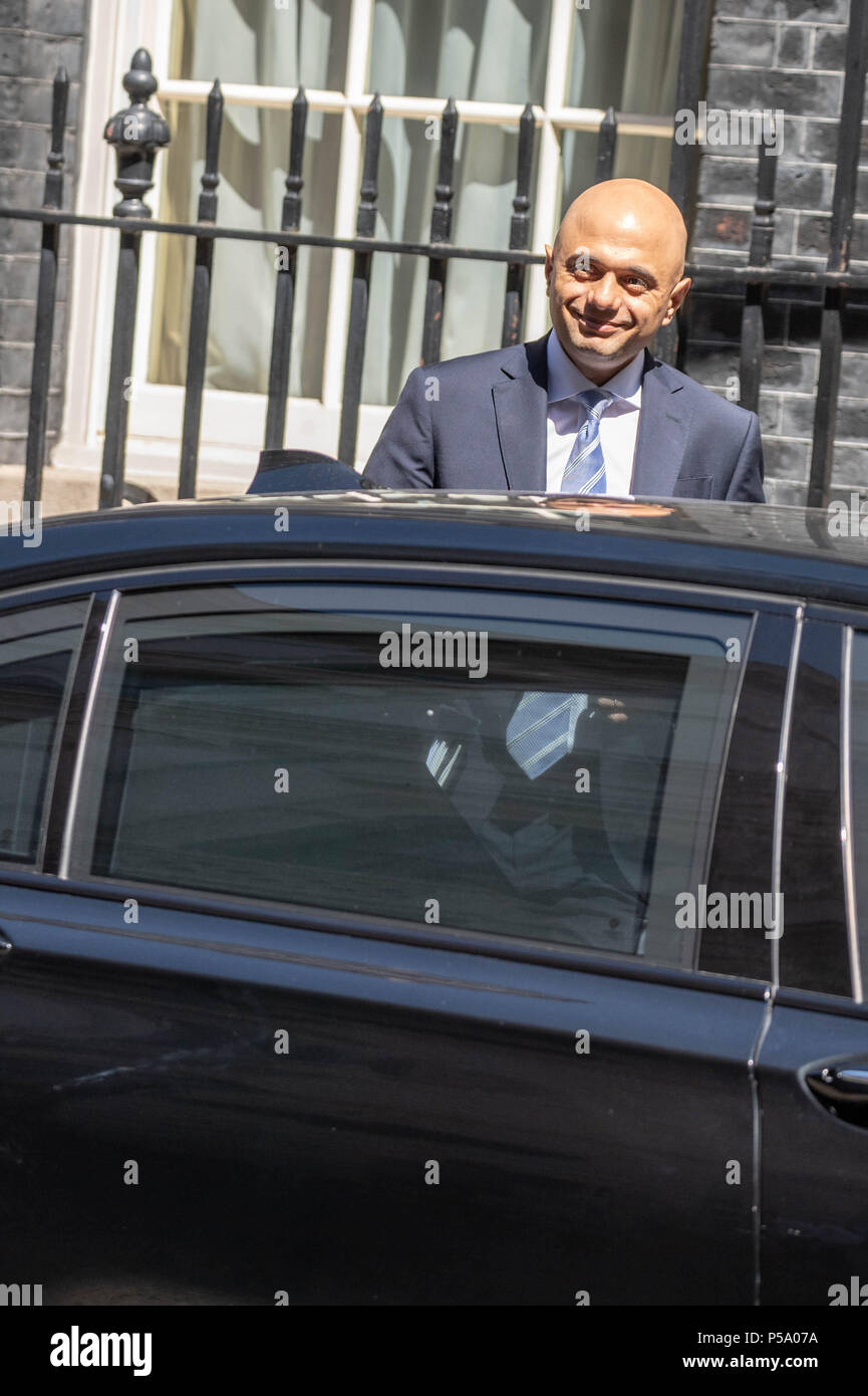 London 26 June 2018,Sajid Javid MP PC, Home Secretary , leaves Cabinet meeting at 10 Downing Street, London Credit Ian Davidson/Alamy Live News Stock Photo
