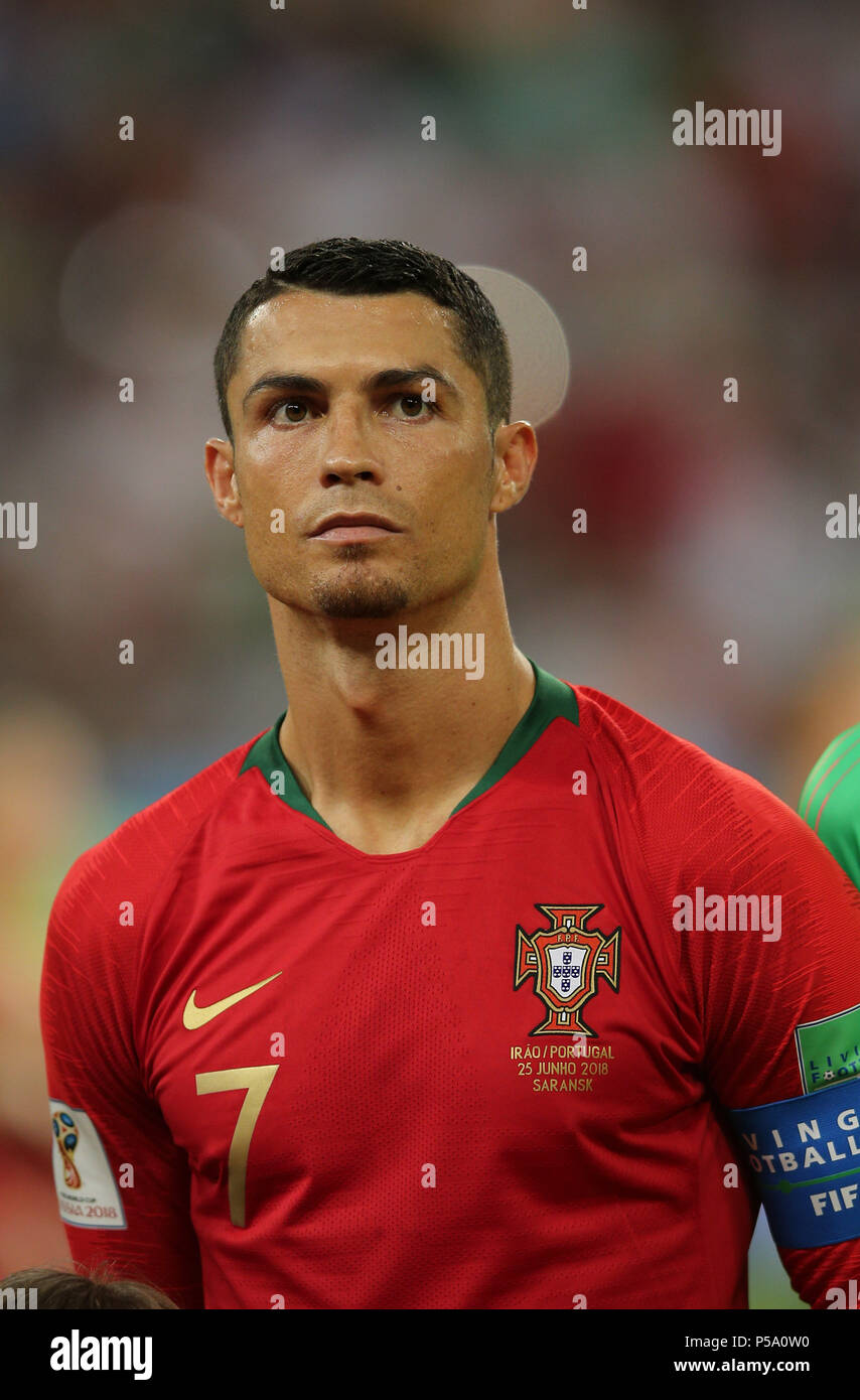 Saransk, Russia. 26th June, 2018. 25.06.2018. Saransk, Russia:CRISTIANO RONALDO BEFORE THE the Fifa World Cup Russia 2018, Group B, football match between IRAN V PORTUGAL in MORDOVIA ARENA STADIUM in SARANSK. Credit: Independent Photo Agency/Alamy Live News Stock Photo