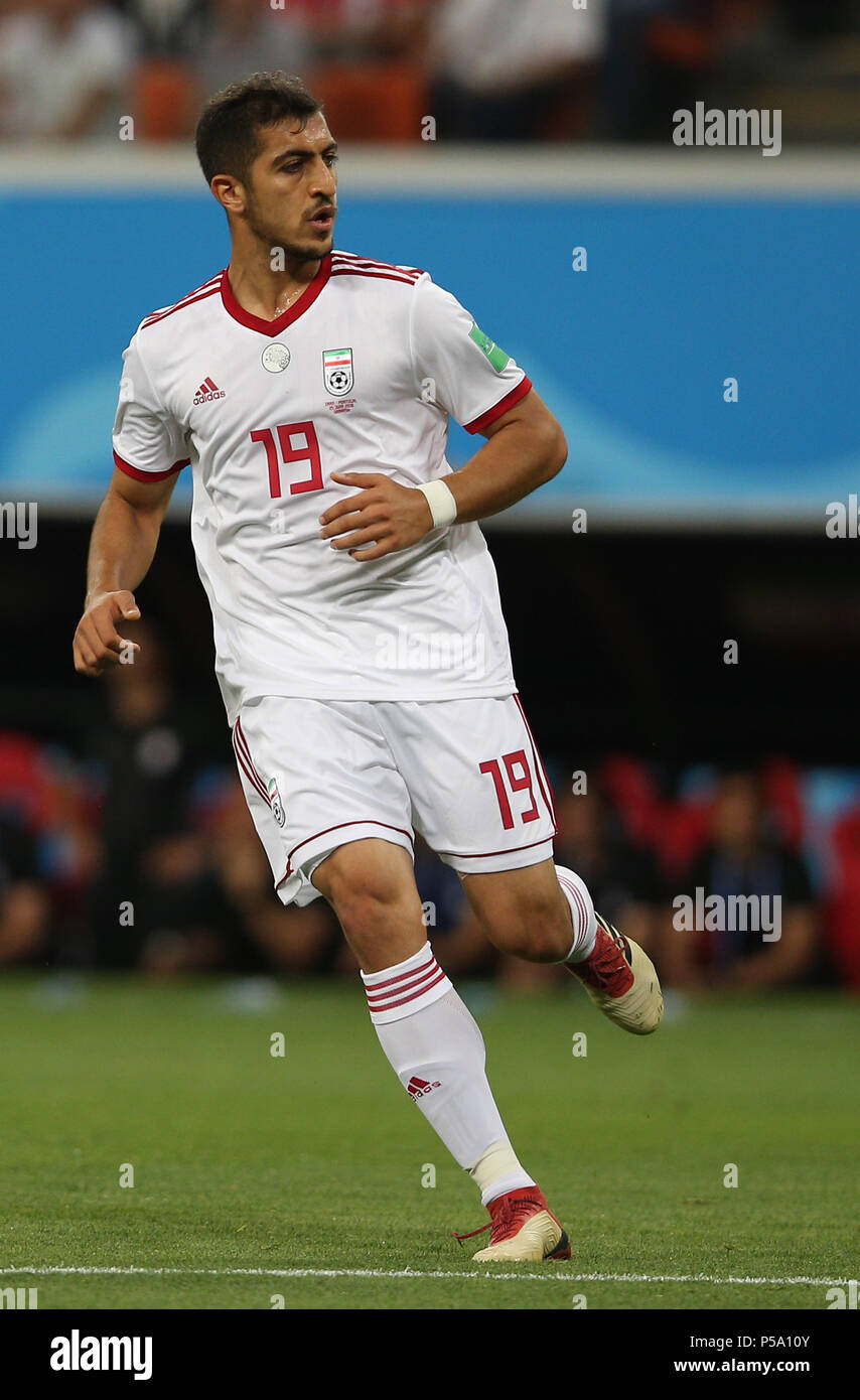 Saransk, Russia. 26th June, 2018. 25.06.2018. Saransk, Russia:MAJID HOSSEINI in action during the Fifa World Cup Russia 2018, Group B, football match between IRAN V PORTUGAL in MORDOVIA ARENA STADIUM in SARANSK. Credit: Independent Photo Agency/Alamy Live News Stock Photo
