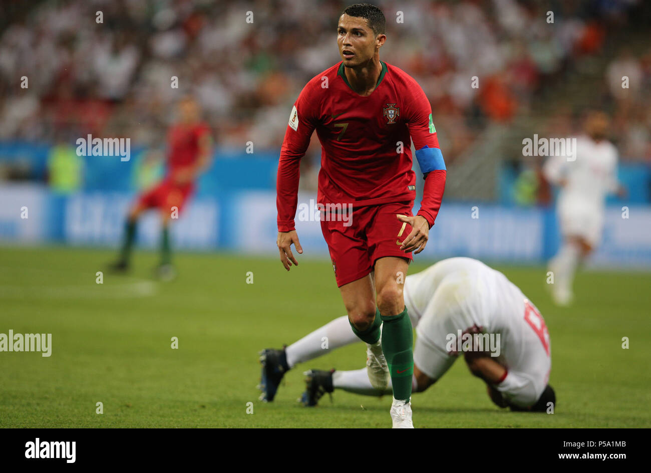 Saransk, Russia. 25th Jun, 2018. CRISTIANO RONALDO  in action during the Fifa World Cup Russia 2018, Group B, football match between IRAN V PORTUGAL  in MORDOVIA ARENA STADIUM in SARANSK. Credit: marco iacobucci/Alamy Live News Stock Photo