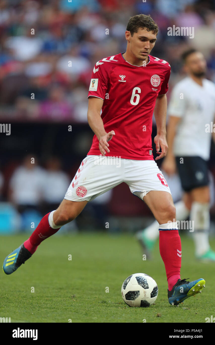 Andreas Christensen DENMARK DENMARK V FRANCE, 2018 FIFA WORLD CUP RUSSIA 26 June 2018 GBC8814 Denmark v France 2018 FIFA World Cup Russia STRICTLY EDITORIAL USE ONLY. If The Player/Players Depicted In This Image Is/Are Playing For An English Club Or The England National Team. Then This Image May Only Be Used For Editorial Purposes. No Commercial Use. The Following Usages Are Also Restricted EVEN IF IN AN EDITORIAL CONTEXT: Use in conjuction with, or part of, any unauthorized audio, video, data, fixture lists, club/league logos, Betting, Games or any 'live' services. Also Stock Photo