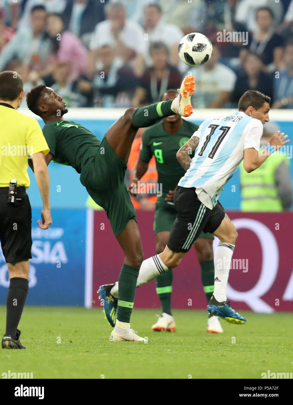 Saint Petersburg, Russia. 26th June, 2018. Wilfred Ndidi (2nd L) of Nigeria competes during the 2018 FIFA World Cup Group D match between Nigeria and Argentina in Saint Petersburg, Russia, June 26, 2018. Credit: Yang Lei/Xinhua/Alamy Live News Stock Photo