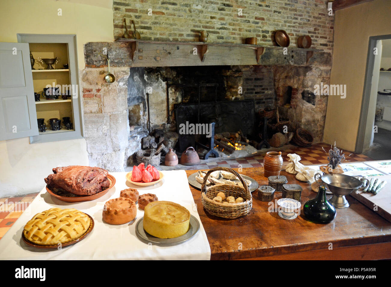 Oliver Cromwell's House in Ely, Cambridgeshire, England, UK. The kitchen dates from about 1215. Stock Photo