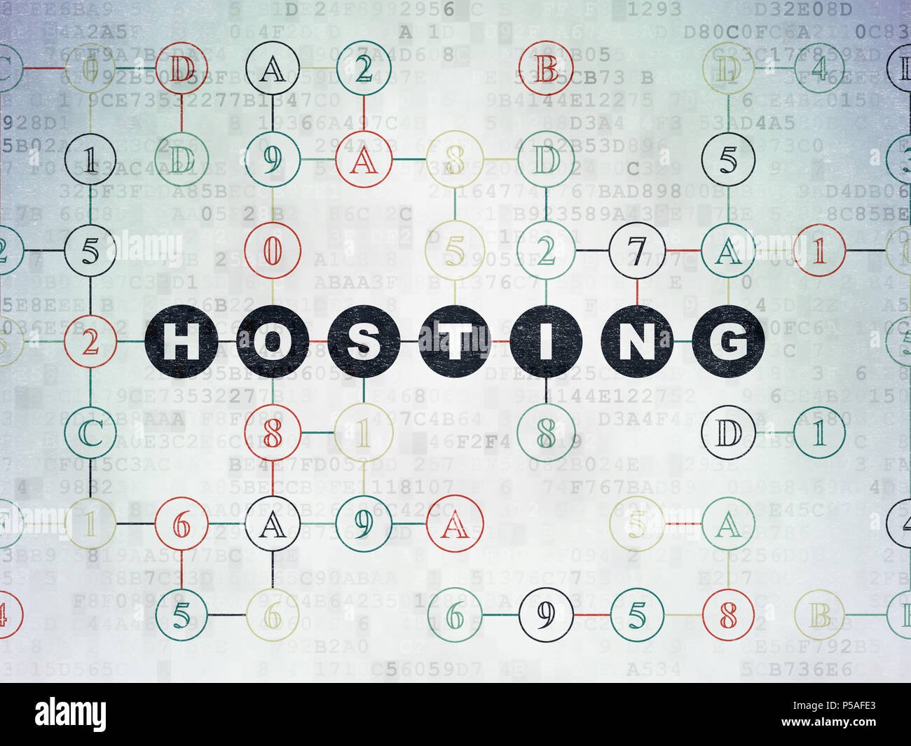 Web development concept: Hosting on Digital Data Paper background Stock ...