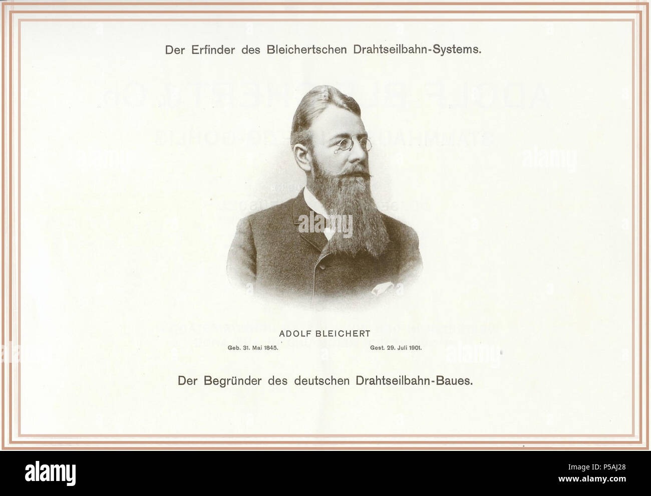 61 Adolf Bleichert - Gründer des Bleichertschen Drahtseilbahn Systems (BDS) Stock Photo