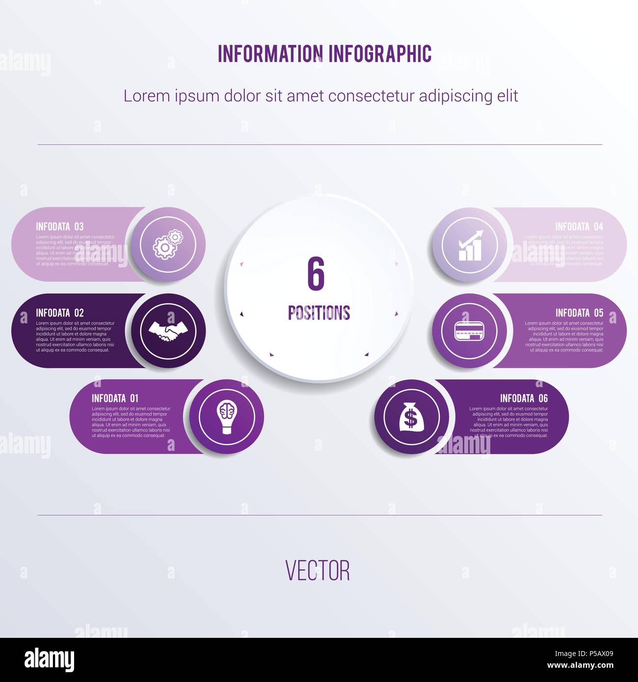 Process chart template for presentation 6 option circles  banner what can be used as business infograpchic,chart, diagram, table, workflow layout Stock Vector