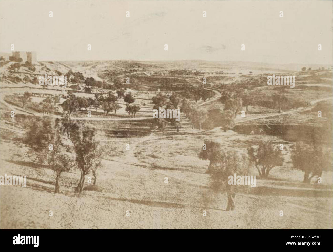 N/A. Français : Chemin de Beit-Lehem, Jerusalem. 1856. Auguste Salzmann; cropped from original file by Kordas 49 A. Salzmann - Chemin de Beit-Lehem - Jerusalem Stock Photo