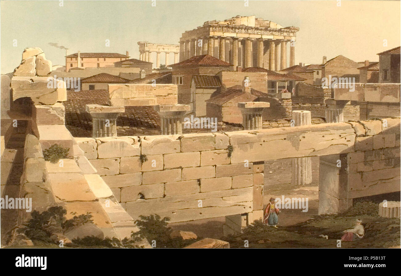 N/A. View of the Parthenon from the Propylea . 1821.   Edward Dodwell  (1767–1832)      Description Irish painter and writer  Date of birth/death 30 November 1767 13 May 1832  Location of birth/death Dublin Rome  Work location Cambridge, Greece, Naples, Rome  Authority control  : Q536003 VIAF:29669247 ISNI:0000 0000 8342 5936 ULAN:500046691 LCCN:n84081579 Open Library:OL1365502A WorldCat 459 Dodwell Parthenon 1 Stock Photo