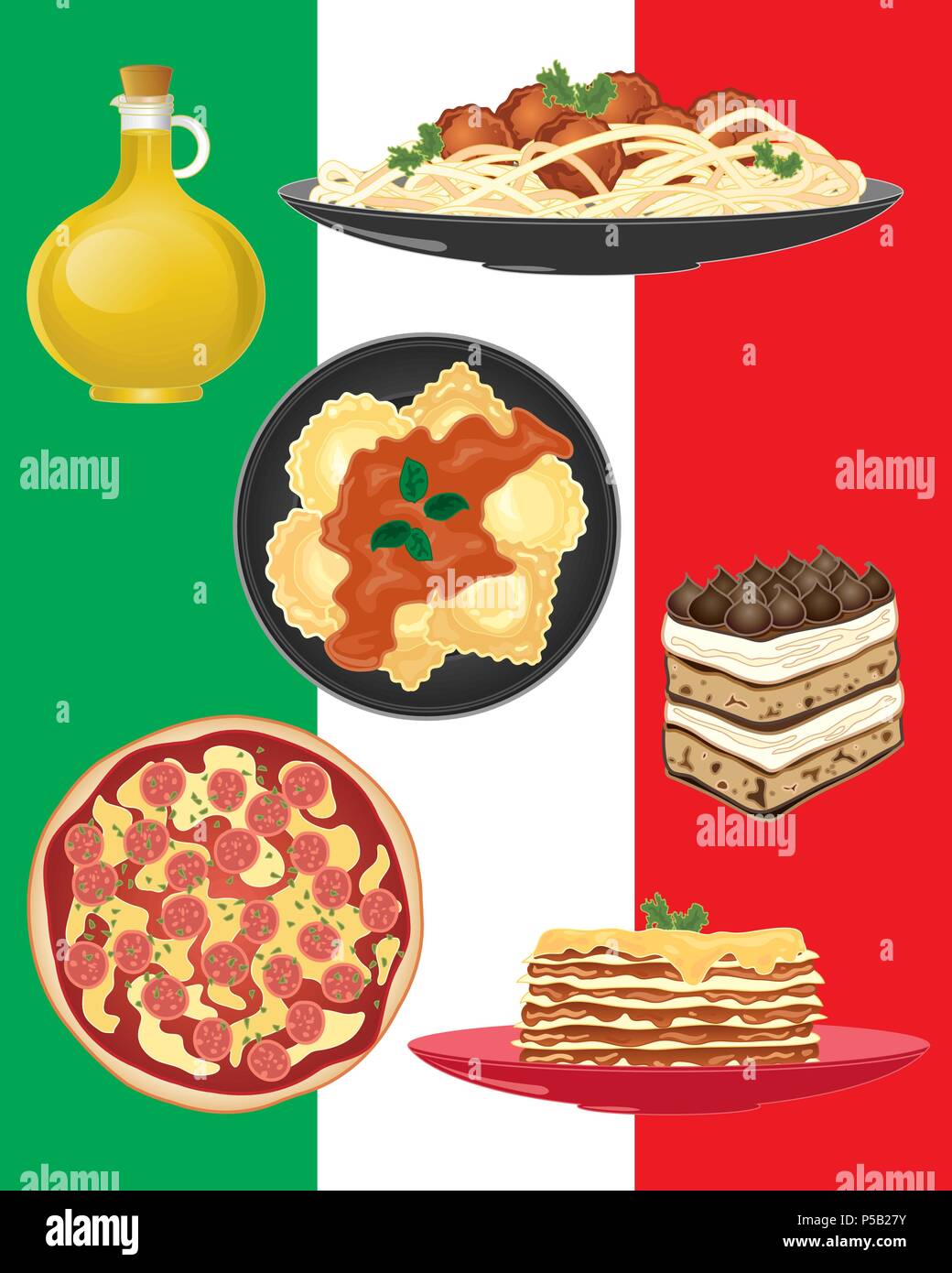 Spaghetti parmesan cheese olive Stock Vector Images - Alamy