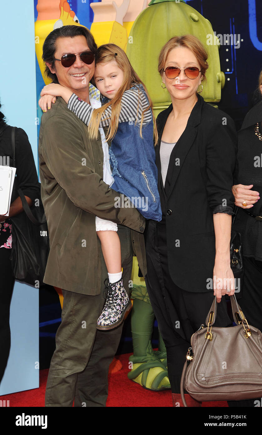 Lou Diamond Phillips, Wife Yvonne , Daughter Indigo at the Cloudy With a Chance of Meatball 2 Premiere at the Westwood Village Theatre in Los Angeles.Lou Diamond Phillips, Wife Yvonne , Daughter Indigo ------------- Red Carpet Event, Vertical, USA, Film Industry, Celebrities,  Photography, Bestof, Arts Culture and Entertainment, Topix Celebrities fashion /  Vertical, Best of, Event in Hollywood Life - California,  Red Carpet and backstage, USA, Film Industry, Celebrities,  movie celebrities, TV celebrities, Music celebrities, Photography, Bestof, Arts Culture and Entertainment,  Topix, vertica Stock Photo