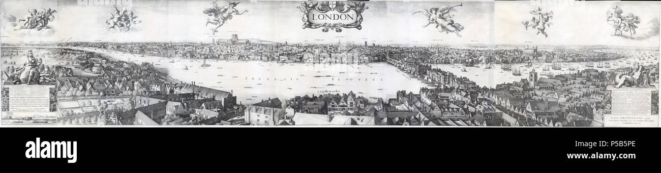 N/A. English: Panoramic view of London . 1647.   Wenceslaus Hollar  (1607–1677)       Alternative names Wenceslas Hollar, Václav Hollar, Wenzel Hollar, Wencelaus Hollar, Weneeslas von Pracha, Wenceslaus Hollar Bohemus  Description Czech painter, draughtsman, engraver and etcher  Date of birth/death 13 July 1607 25 March 1677  Location of birth/death Prague London  Work period between circa 1620 and circa 1670  Work location Prague, Germany (1627-....), Frankfurt, Strasbourg, Cologne (1633-....), Vienna, Prague, Northern Netherlands (1634), Amsterdam (1634), England (1637-....) London (1637), A Stock Photo