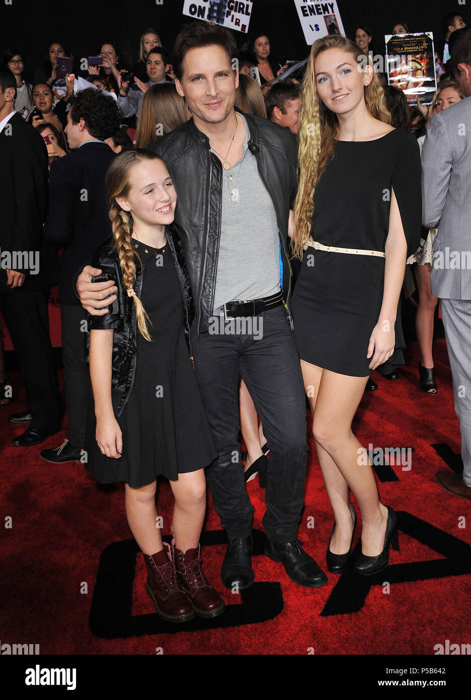 Peter Facinelli and daughters arriving at the The Hunger Games