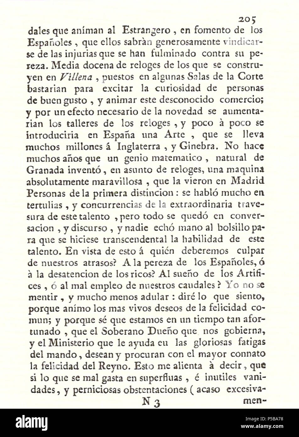 N/A. Español: Es un escaneo de la revista 'Correo General de España' que versa sobre Villena . 1771. Marino Nipho 382 Correo.1771-02-22--205 Stock Photo