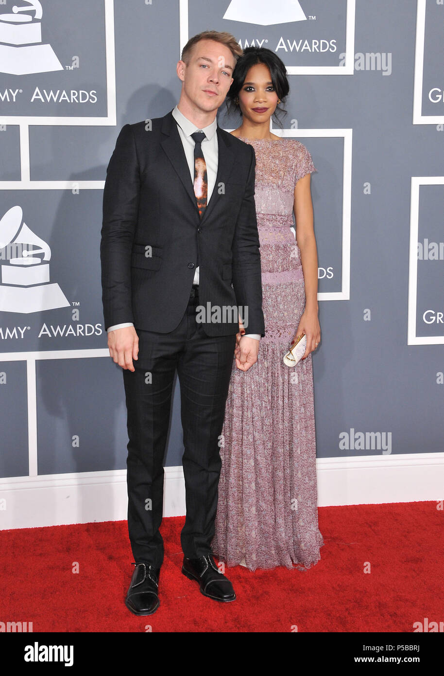 Diplo   at  the 55th Ann. Grammy Awards 2013 at the Staples Center in Los Angeles.Diplo   ------------- Red Carpet Event, Vertical, USA, Film Industry, Celebrities,  Photography, Bestof, Arts Culture and Entertainment, Topix Celebrities fashion /  Vertical, Best of, Event in Hollywood Life - California,  Red Carpet and backstage, USA, Film Industry, Celebrities,  movie celebrities, TV celebrities, Music celebrities, Photography, Bestof, Arts Culture and Entertainment,  Topix, vertical,  family from from the year , 2013, inquiry tsuni@Gamma-USA.com Husband and wife Stock Photo