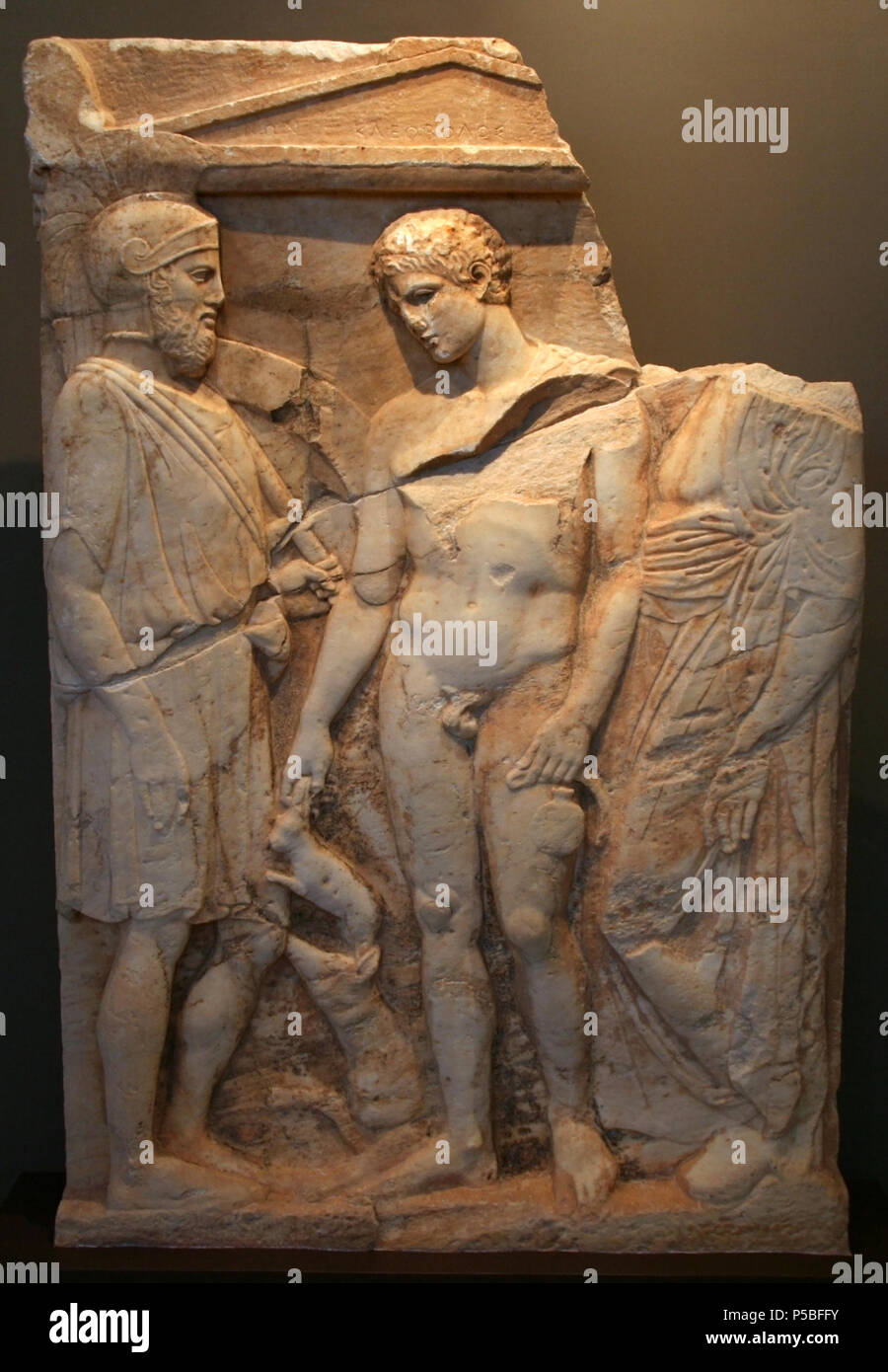 Grave Stele  410 - 400 BC. N/A 233 Brauron - Grave Stele Stock Photo