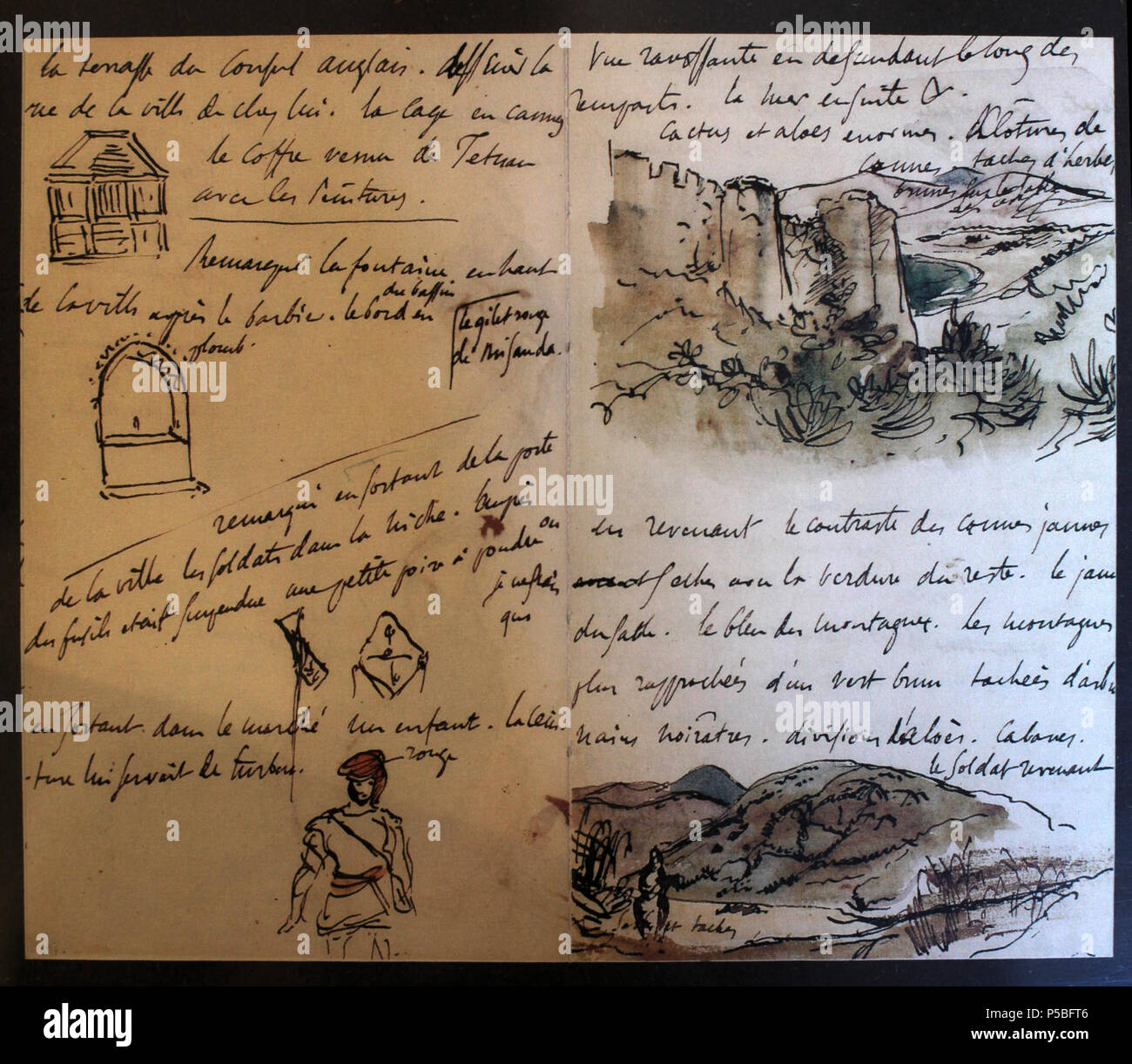 Sketchbook . Sketchbook of Delacroix, notes from a journey to Morocco N/A  432 Delacroix IMG 5312 Stock Photo - Alamy