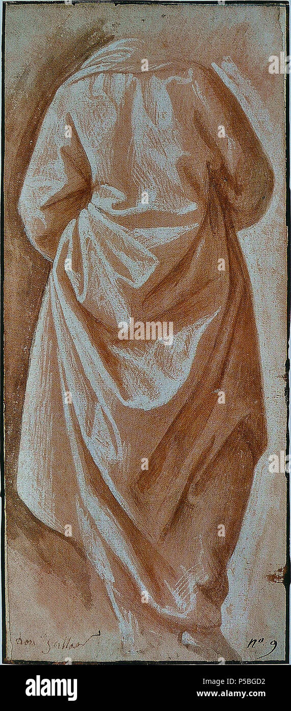 English: Woman seen from the Back, Drapery Français : Femme vue de dos, draperie  circa 1480. N/A 464 Domenico Ghirlandaio - Femme vue de dos, draperie Stock Photo