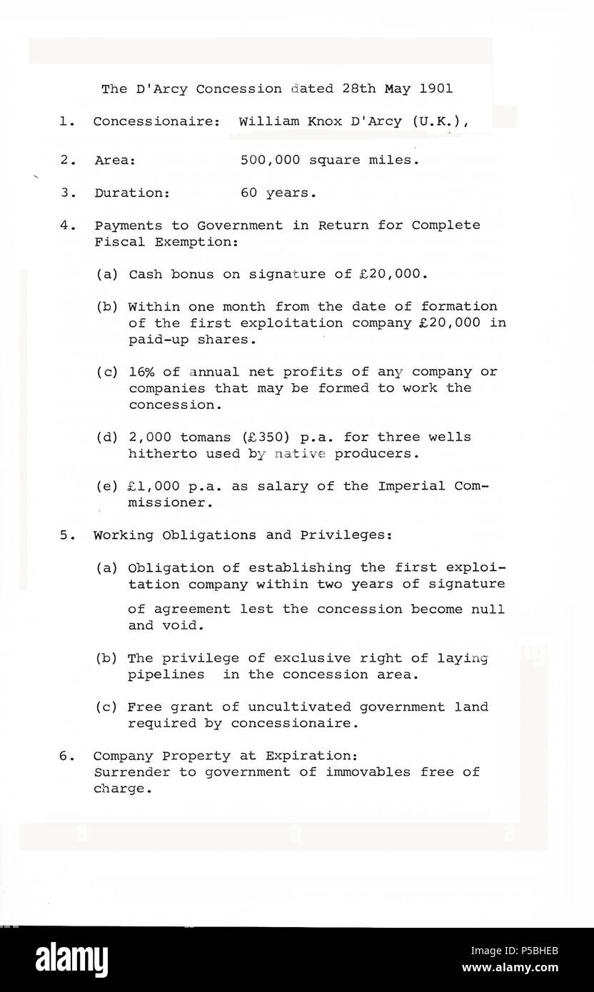 N/A. English The D'Arcy Concession dated 28th May 1901 . 28.051901