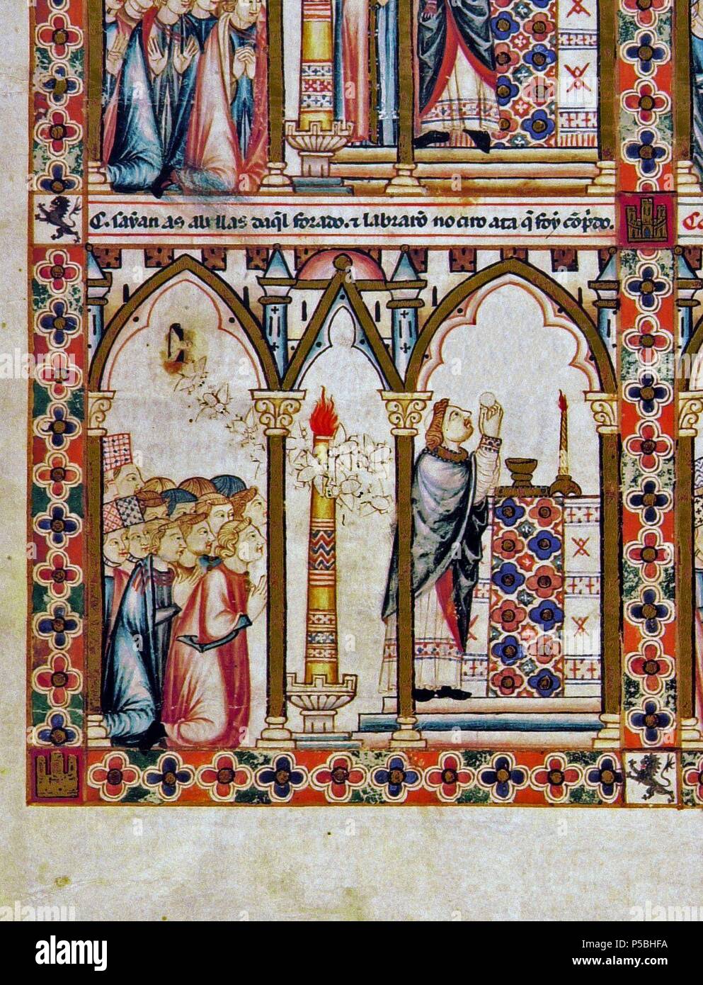MS.B.R.20-CANTIGA STA MARIA-Nº258-F87-C-MUJERES HACIENDO PAN EN CASA-MINIATURA  S XIII. Author: Alfonso X of Castile the Wise (1221-1284). Location:  BIBLIOTECA NACIONAL COLECCIÓN, FLORENZ, ITALIA Stock Photo - Alamy