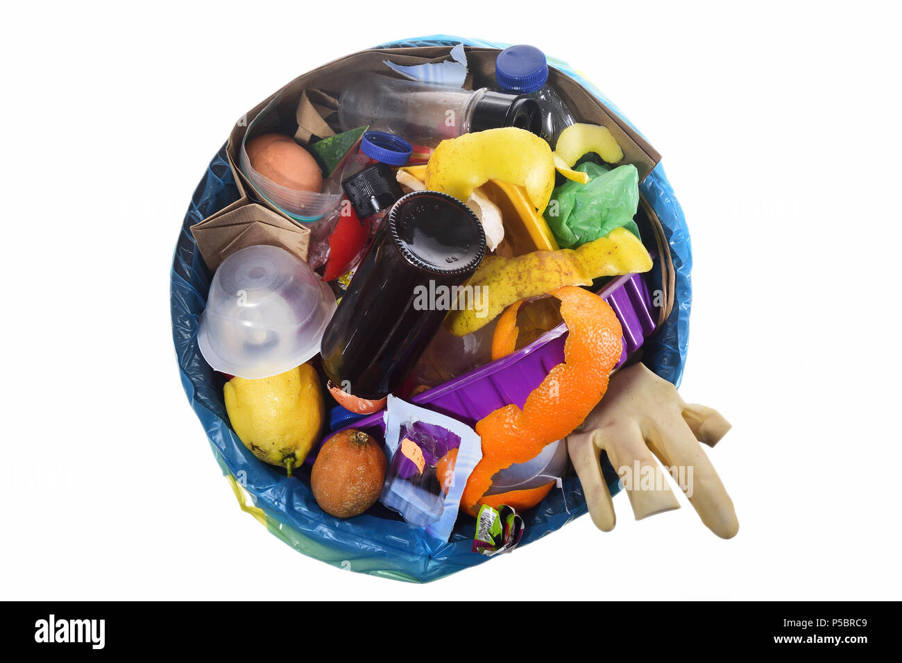 top view of a garbage can on white background Stock Photo - Alamy
