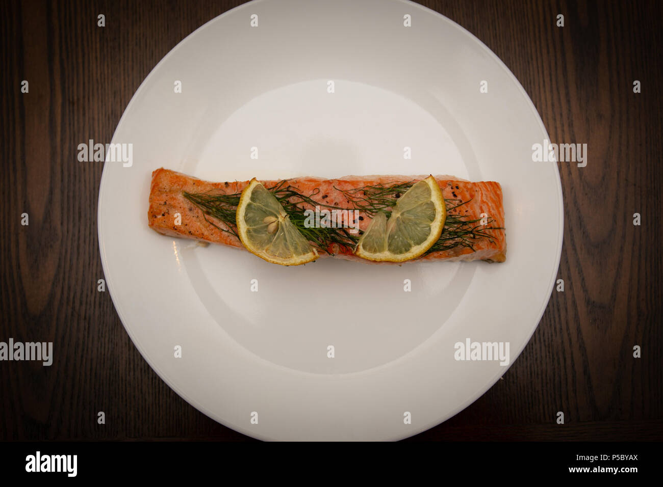 Grilled Salmon with Lemon and Dill Stock Photo - Alamy