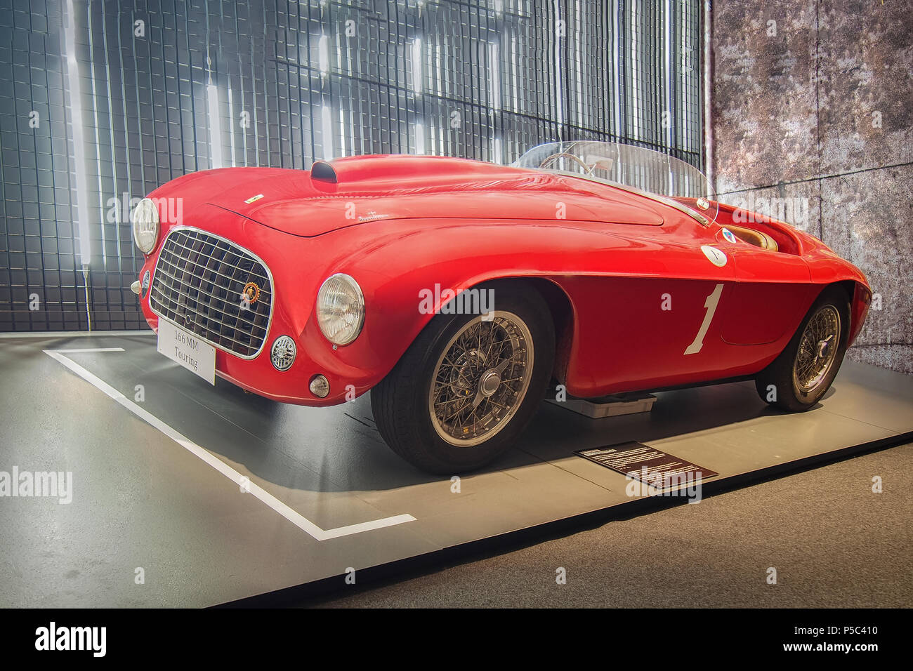 MARANELLO, ITALY-JULY 21, 2017: 1949 Ferrari 166 MM Barchetta Touring in the Ferrari Museum. Stock Photo