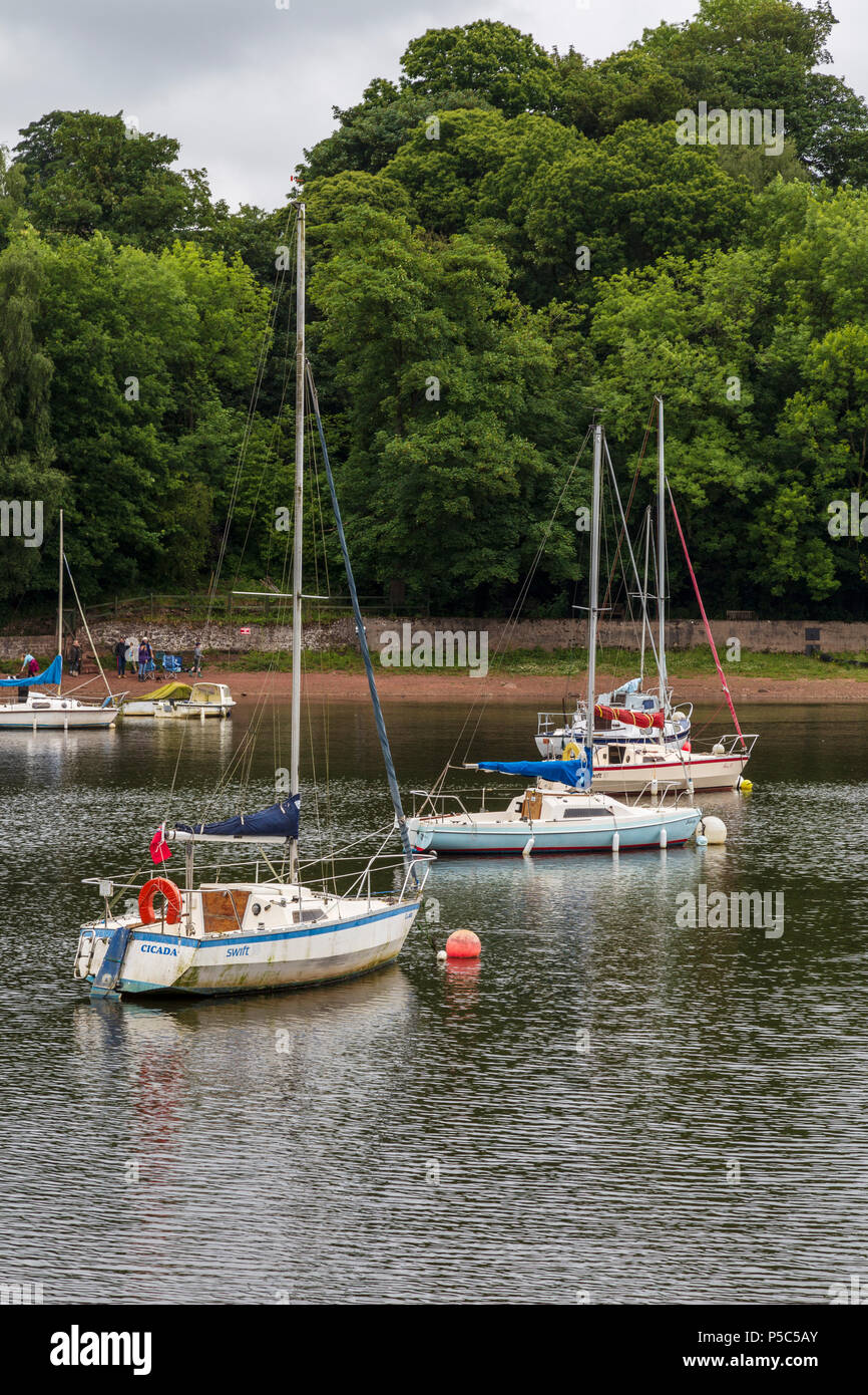 Boats Moored on Rudyard Lake in Staffordshire on a Dull June Day Stock
