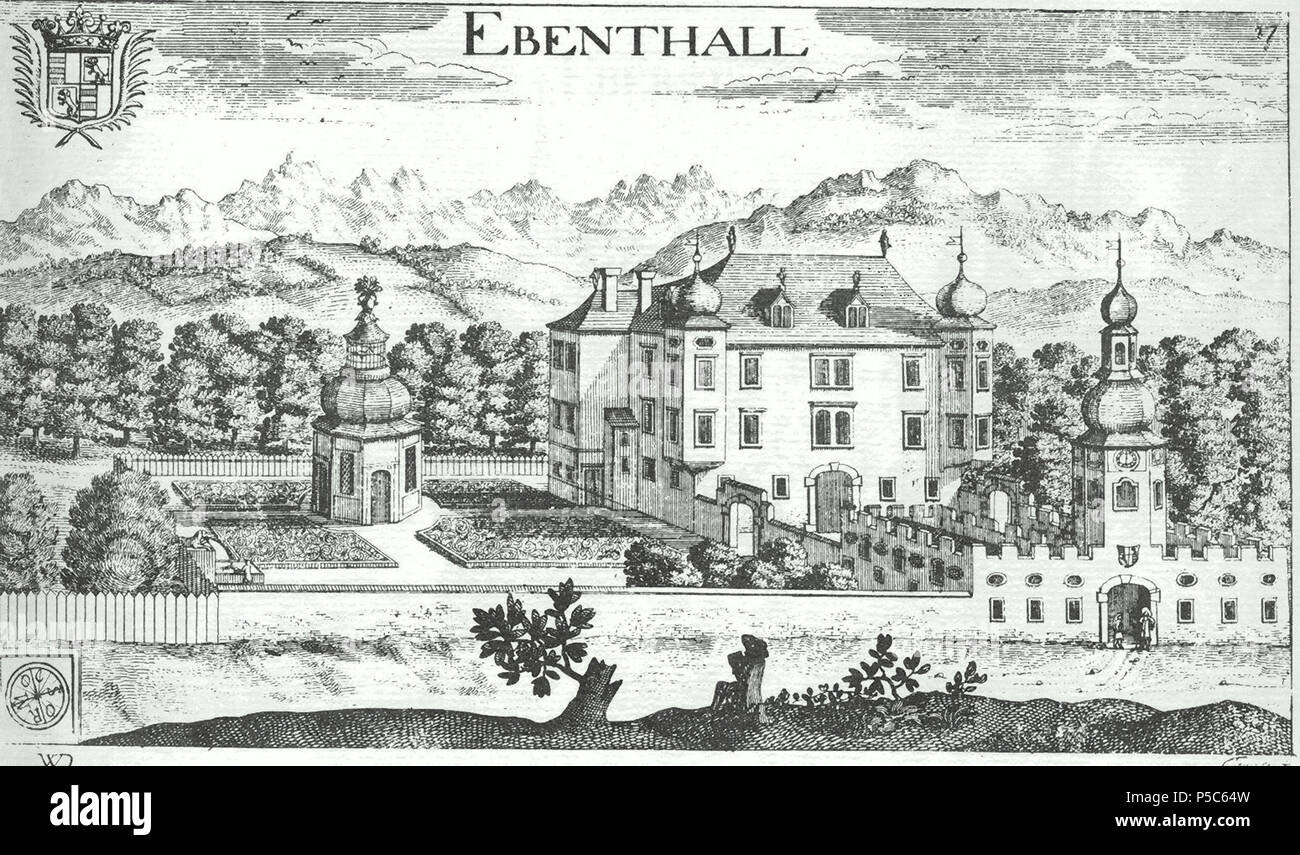 N/A. Deutsch: Schloss Ebenthal im Jahre 1688 in Ebenthal in Kärnten / Kärnten / Österreich / Europäische Union. Abbildung aus J.W. Valvasor: Topographia Archiducatus Carinthiae antiquae et modernae completa. English: Castle of Ebenthal in the Carinthian municipality Ebenthal in Kärnten in Carinthia / Austria / European Union. 1688 A.D..   Johann Weikhard von Valvasor  (1641–1693)       Alternative names Johann Weichard von Valvasor, Janez Vajkard Valvasor  Description Carniolan historian, writer and scientist  Date of birth/death May 1641 19 September 1693  Location of birth/death Ljubljana Kr Stock Photo