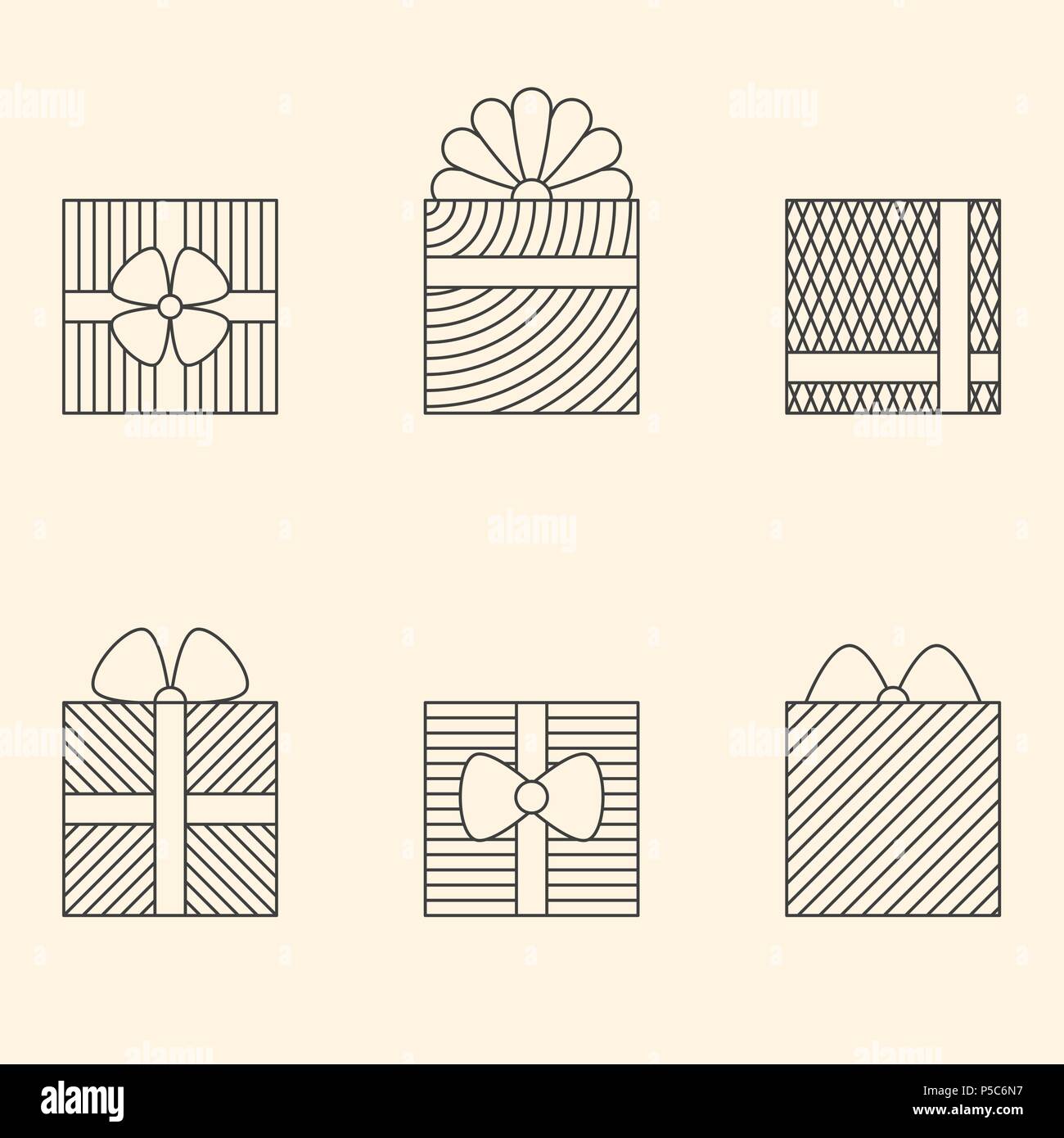 Set of minimalistic linear gift boxes Stock Vector Image & Art - Alamy