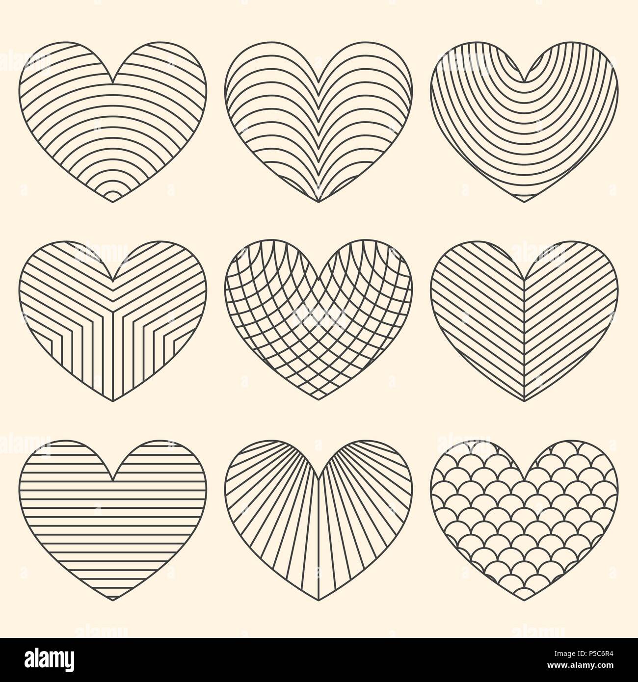 Linear minimalistic art deco heart set Stock Vector Image & Art Alamy