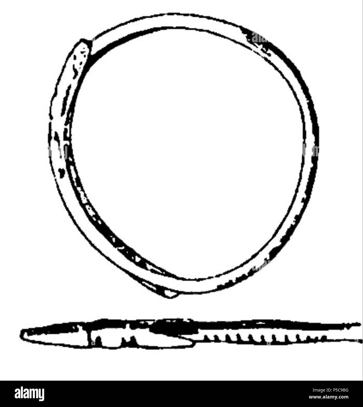 N/A. English: Ancient archaeological finds: bracelets with overlaping ends ; ancient Dacia Slimnic type according to Dorin Popescu historian . 23 July 2011, 16:25 (UTC).  7-8-10-11-13-14 .jpg: Römer Floris Ferencz (1815–1889) derivative work: Boldwin (talk) 405 Dacian bracelet type Slimnic1 Stock Photo