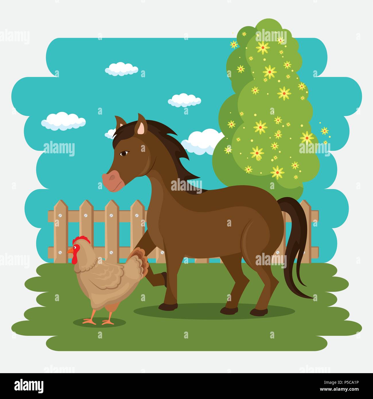 animals in the farm scene Stock Vector Image & Art - Alamy