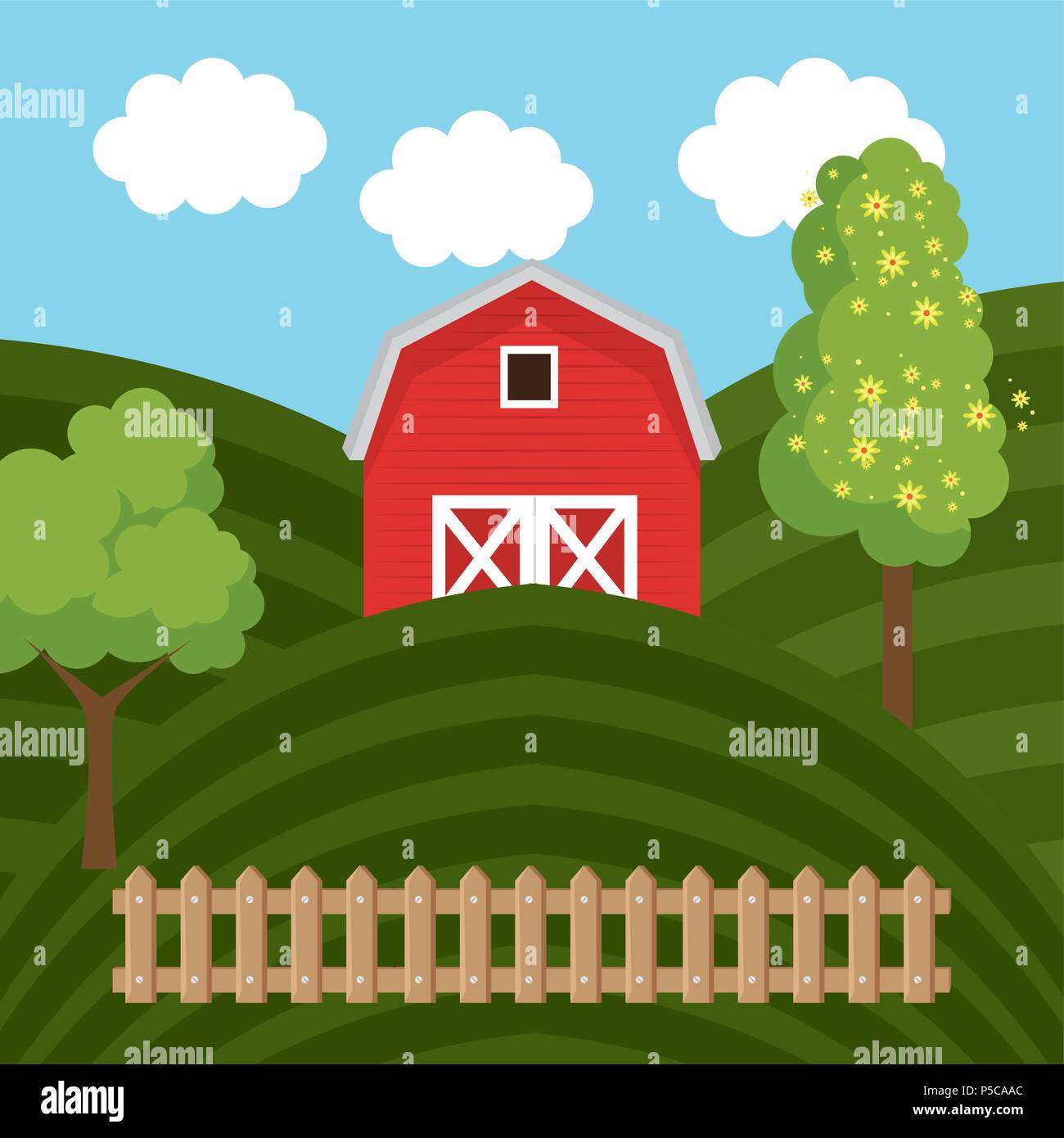 farmhouse in the farm scene Stock Vector Image & Art - Alamy