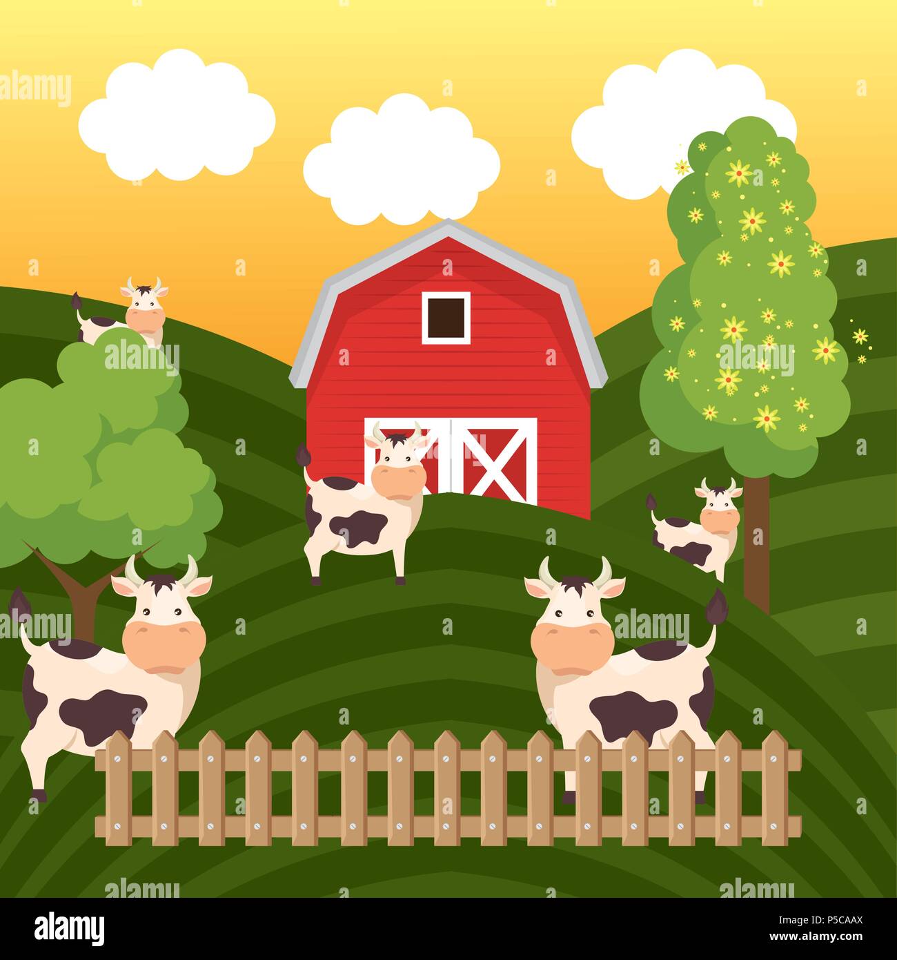 Cows stable farm Stock Vector Images - Alamy