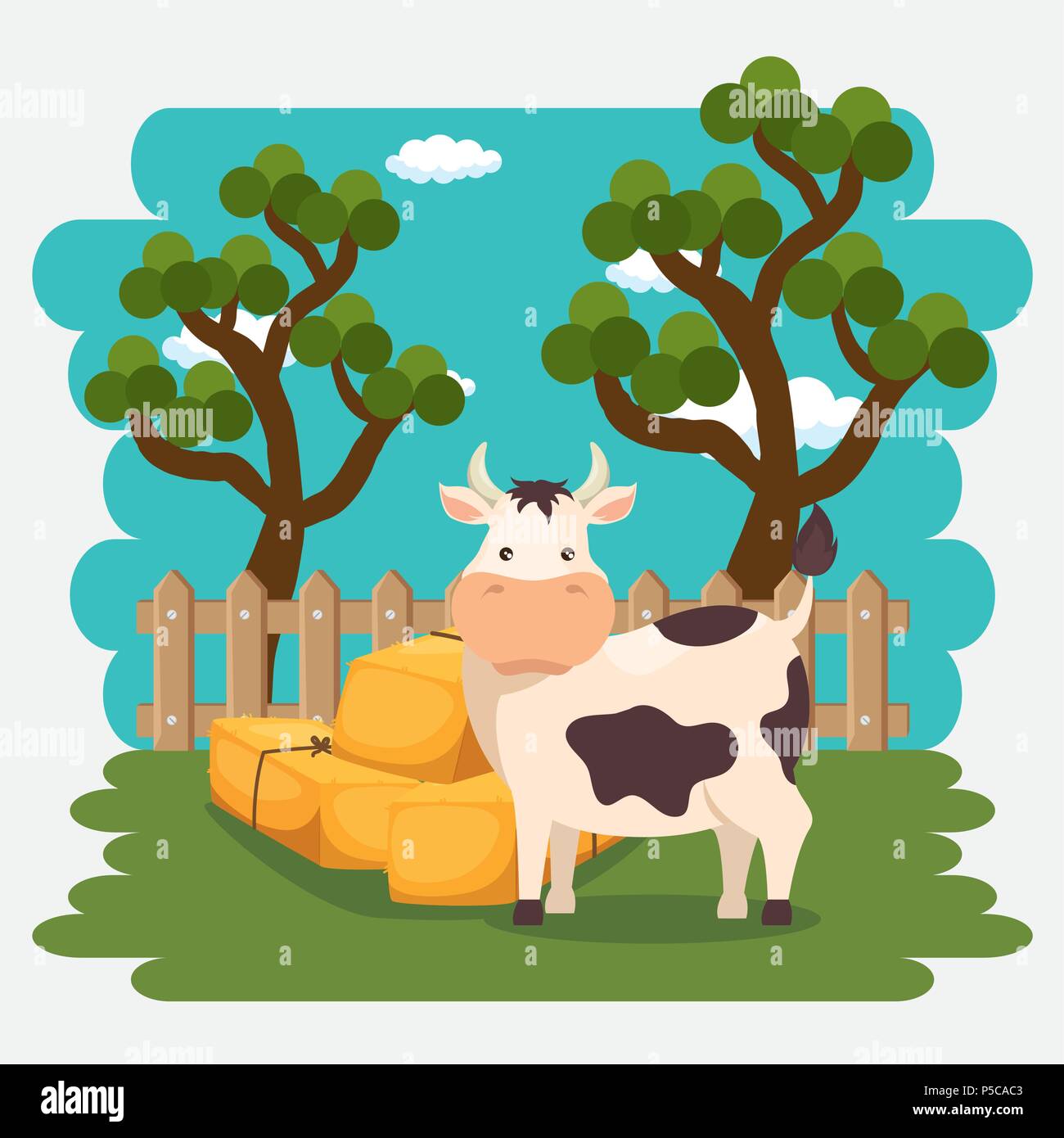 cows in the farm scene Stock Vector Image & Art - Alamy