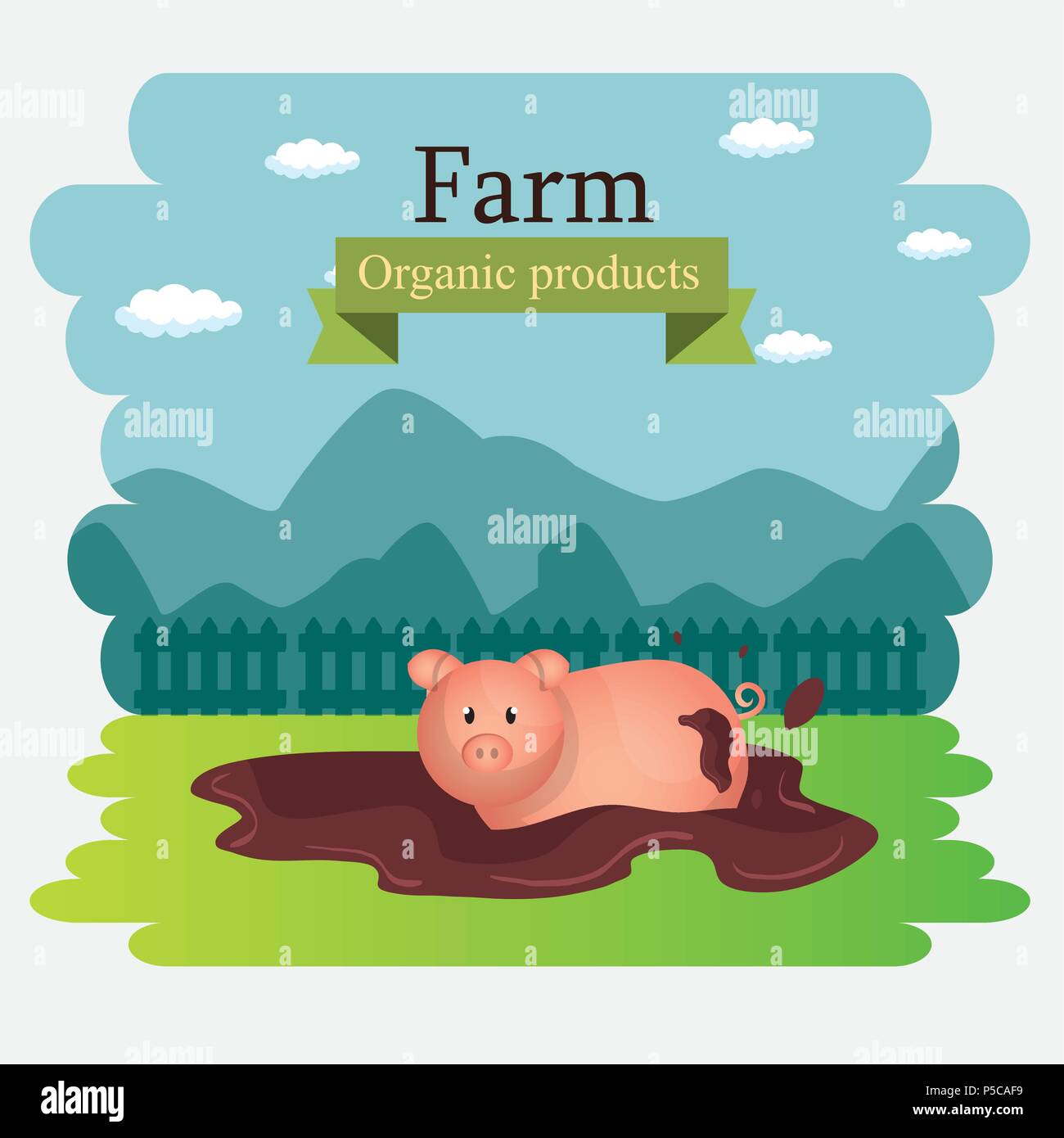farm scene organic products label Stock Vector Image & Art - Alamy