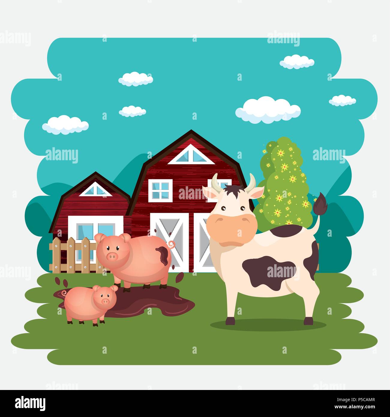 animals in the farm scene Stock Vector Image & Art - Alamy