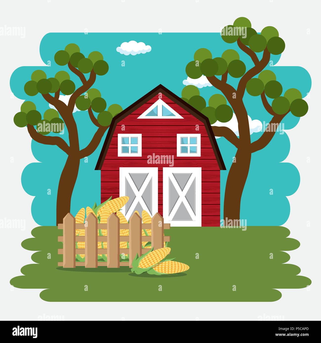 farmhouse in the farm scene Stock Vector Image & Art - Alamy