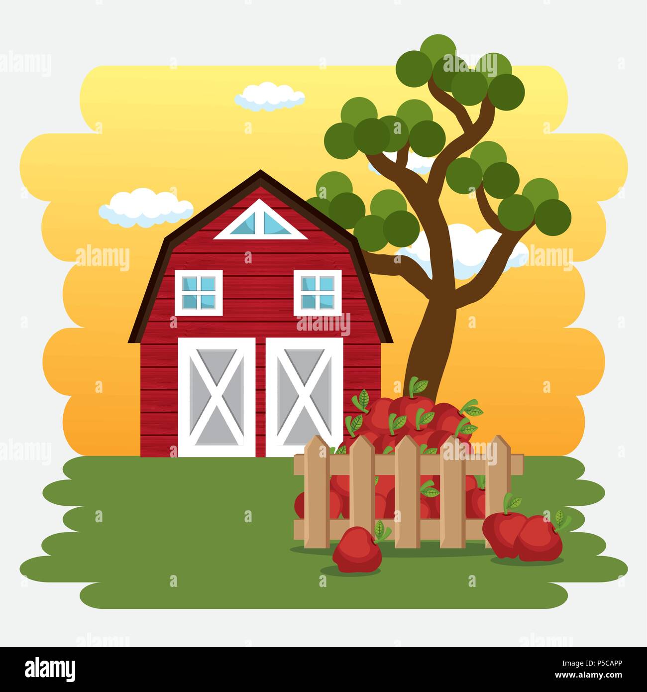 farmhouse in the farm scene Stock Vector Image & Art - Alamy