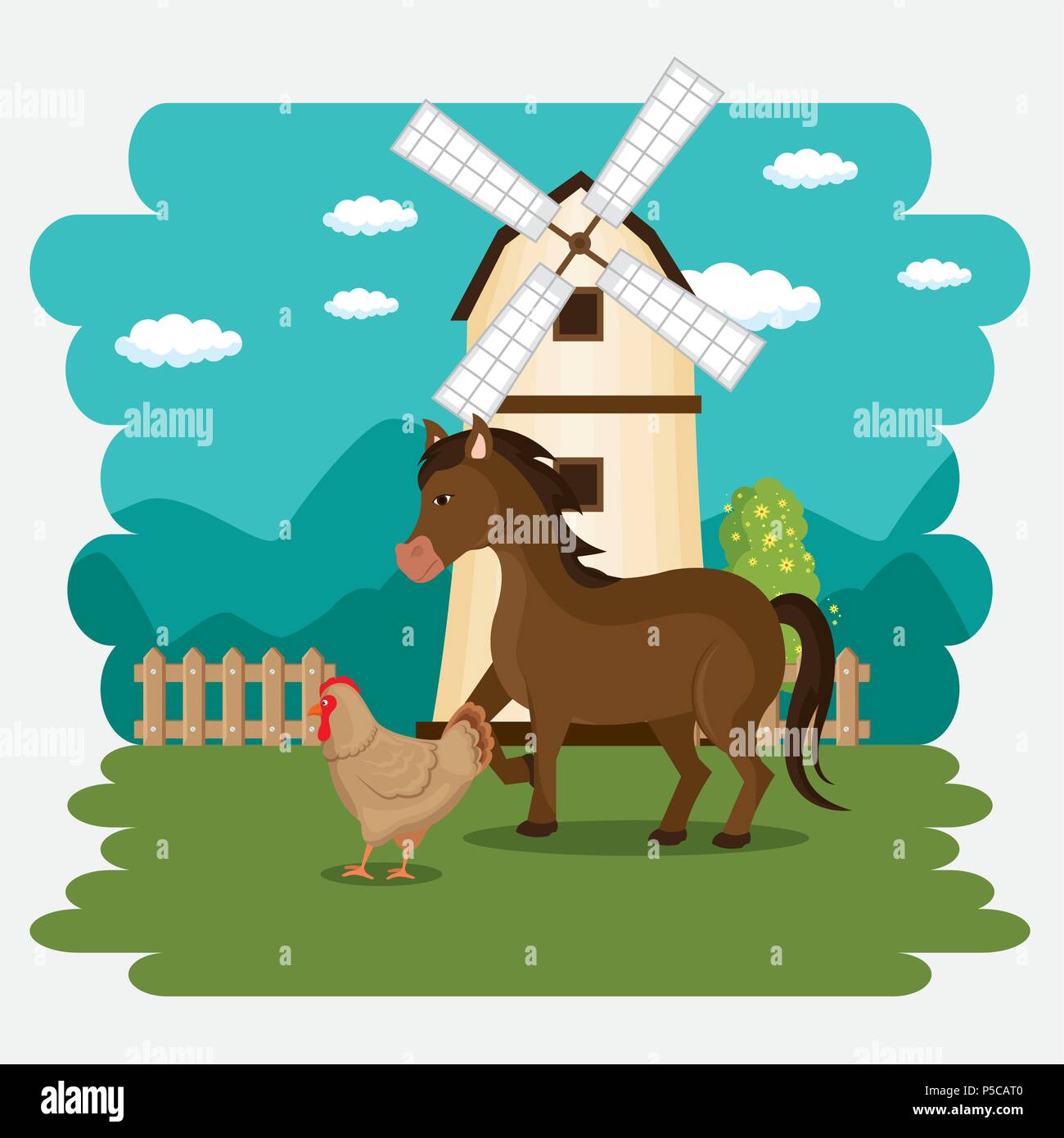 animals in the farm scene Stock Vector Image & Art - Alamy