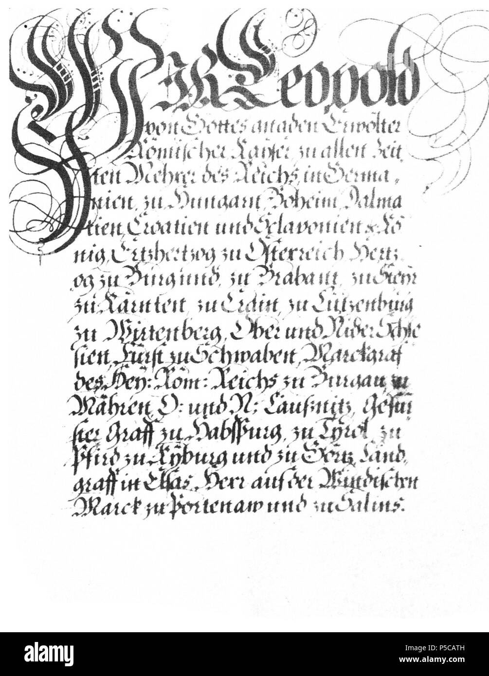 N/A. English: Certificate presented by Leopold I to Bartholomaeus v. Hoesslin . 8 July 1697. Leopold I - Holy Roman Empire (July 1697) 287 Certificate presented by Leopold I to Bartholomaeus v. Hoesslin Stock Photo