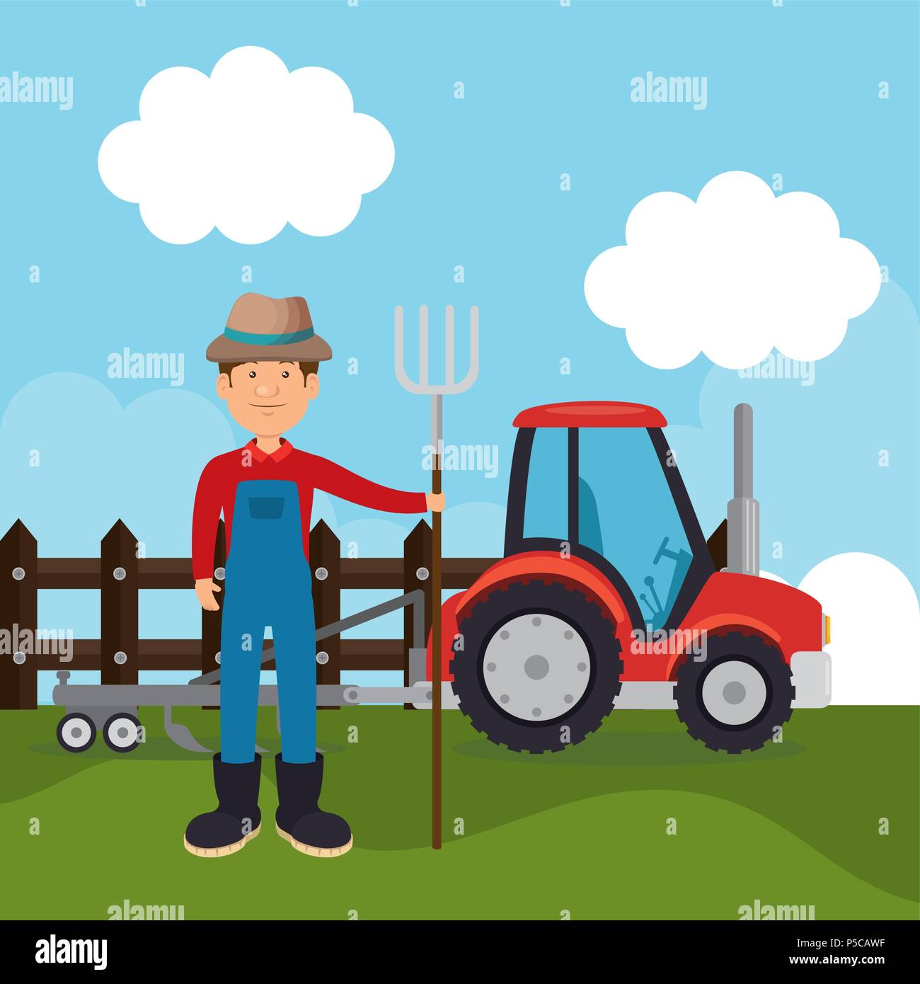 farmer in the farm scene Stock Vector Image & Art - Alamy