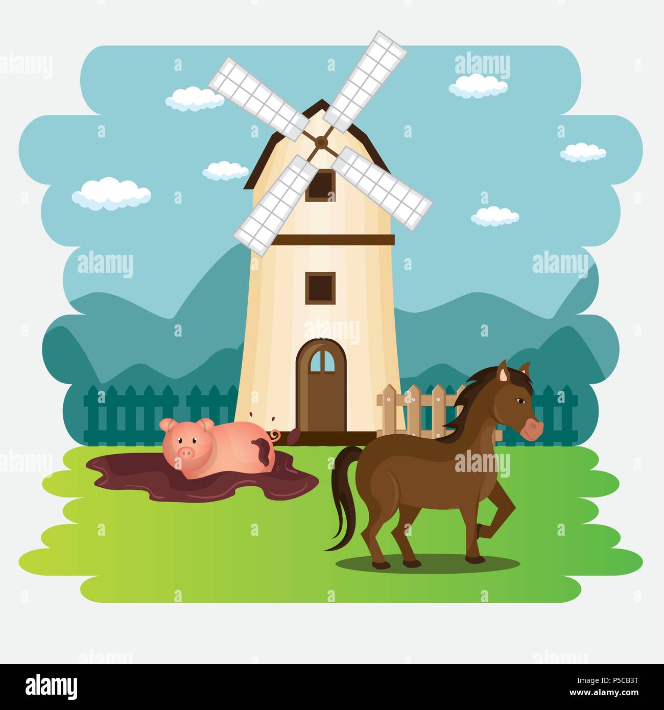 animals in the farm scene Stock Vector Image & Art - Alamy