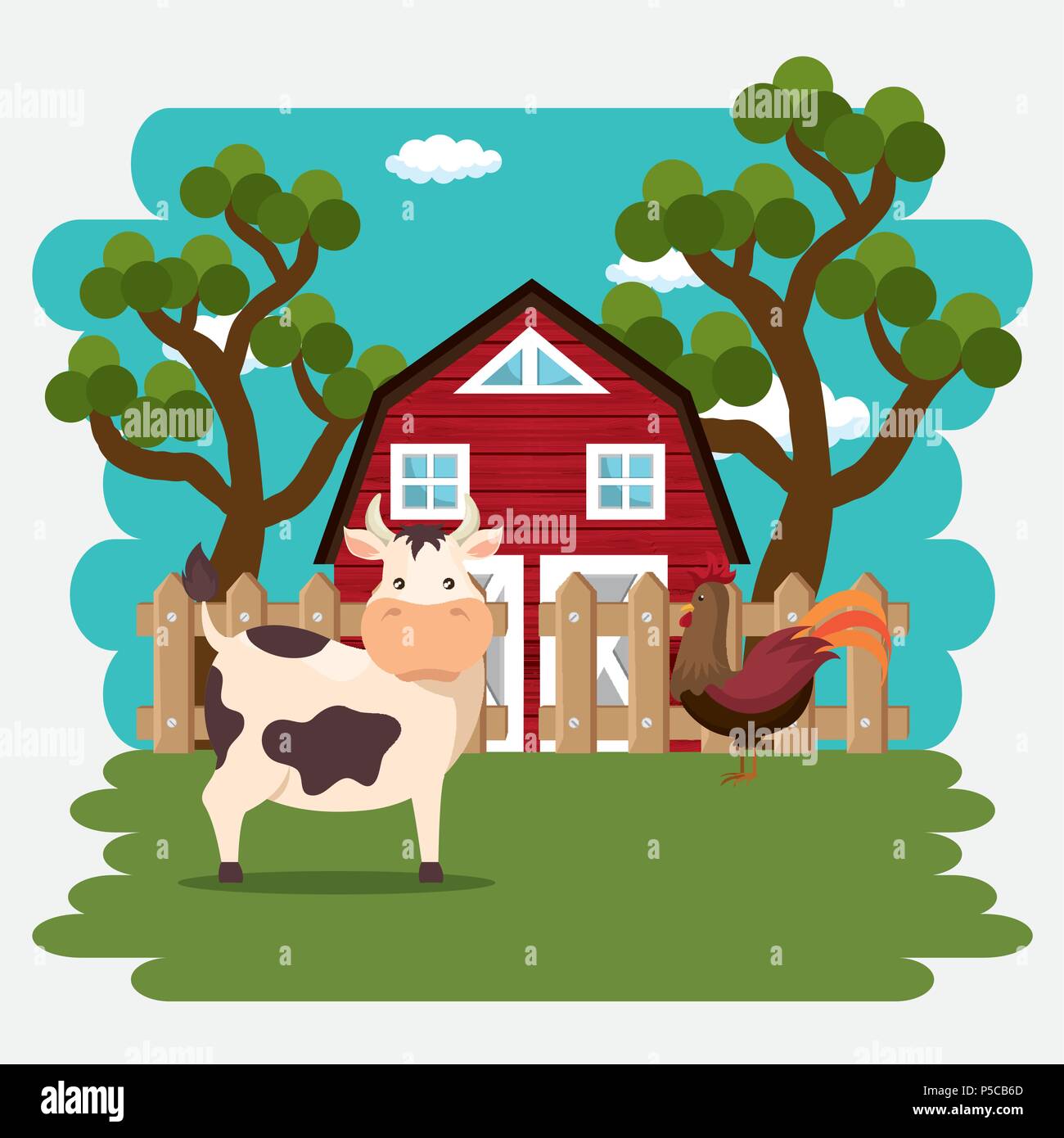 animals in the farm scene Stock Vector Image & Art - Alamy