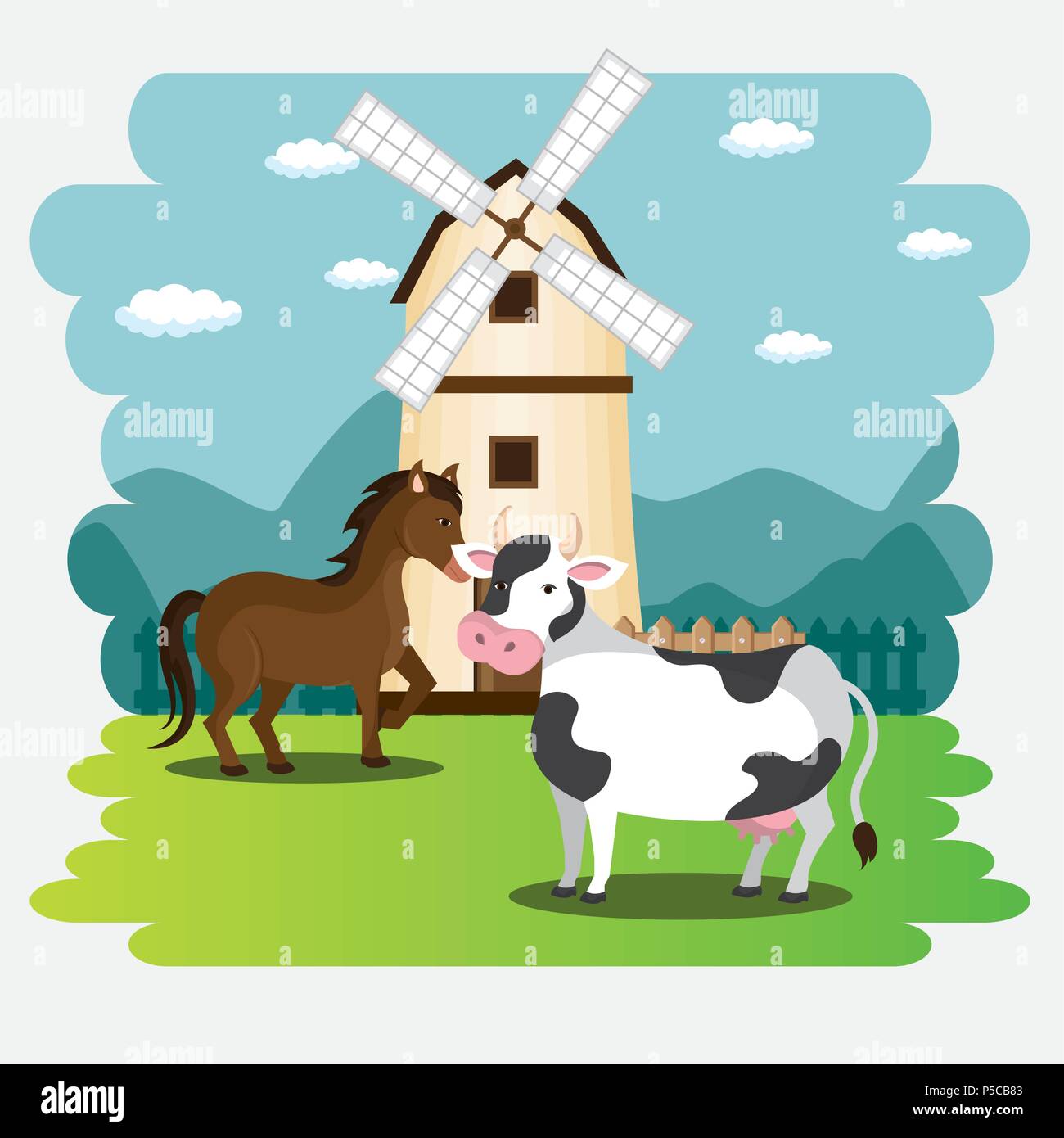 animals in the farm scene Stock Vector Image & Art - Alamy