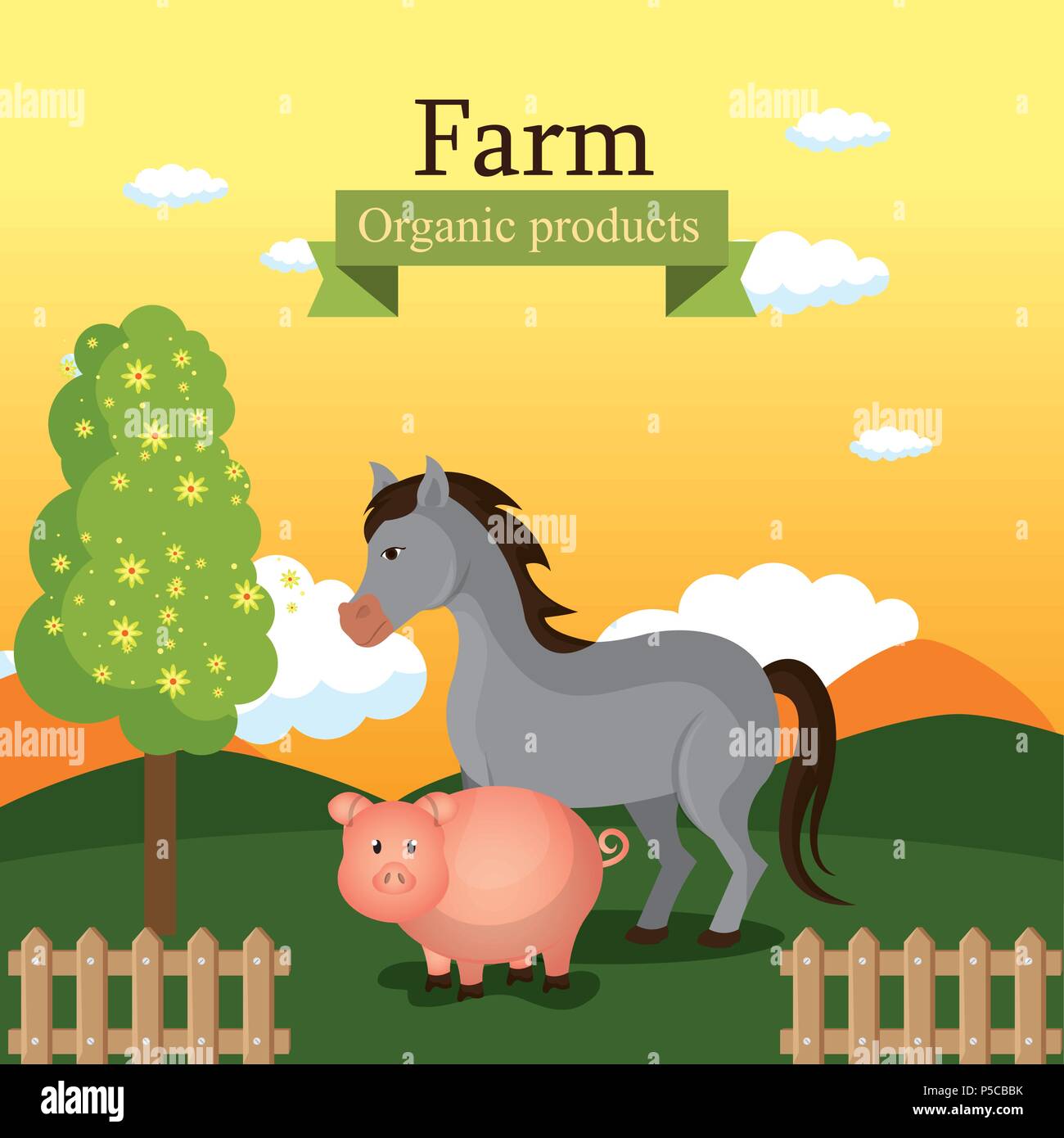 animals in the farm scene Stock Vector Image & Art - Alamy