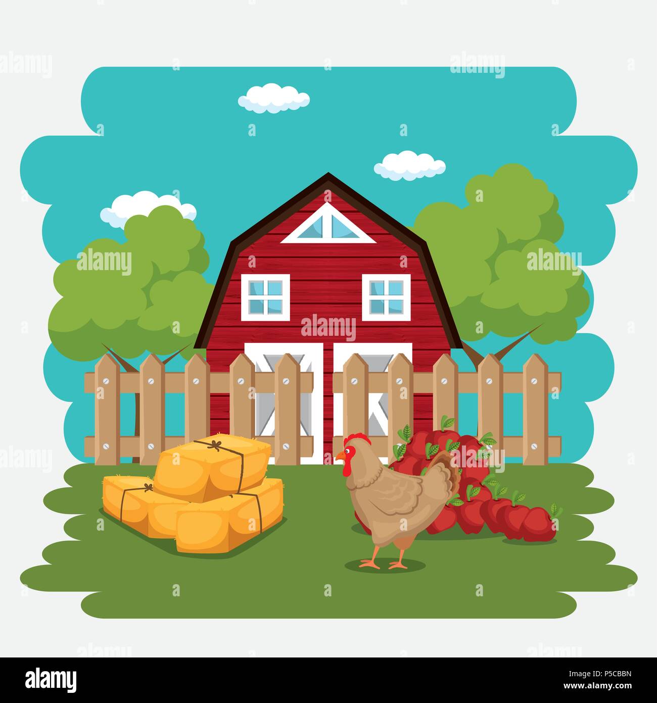 farmhouse in the farm scene Stock Vector Image & Art - Alamy