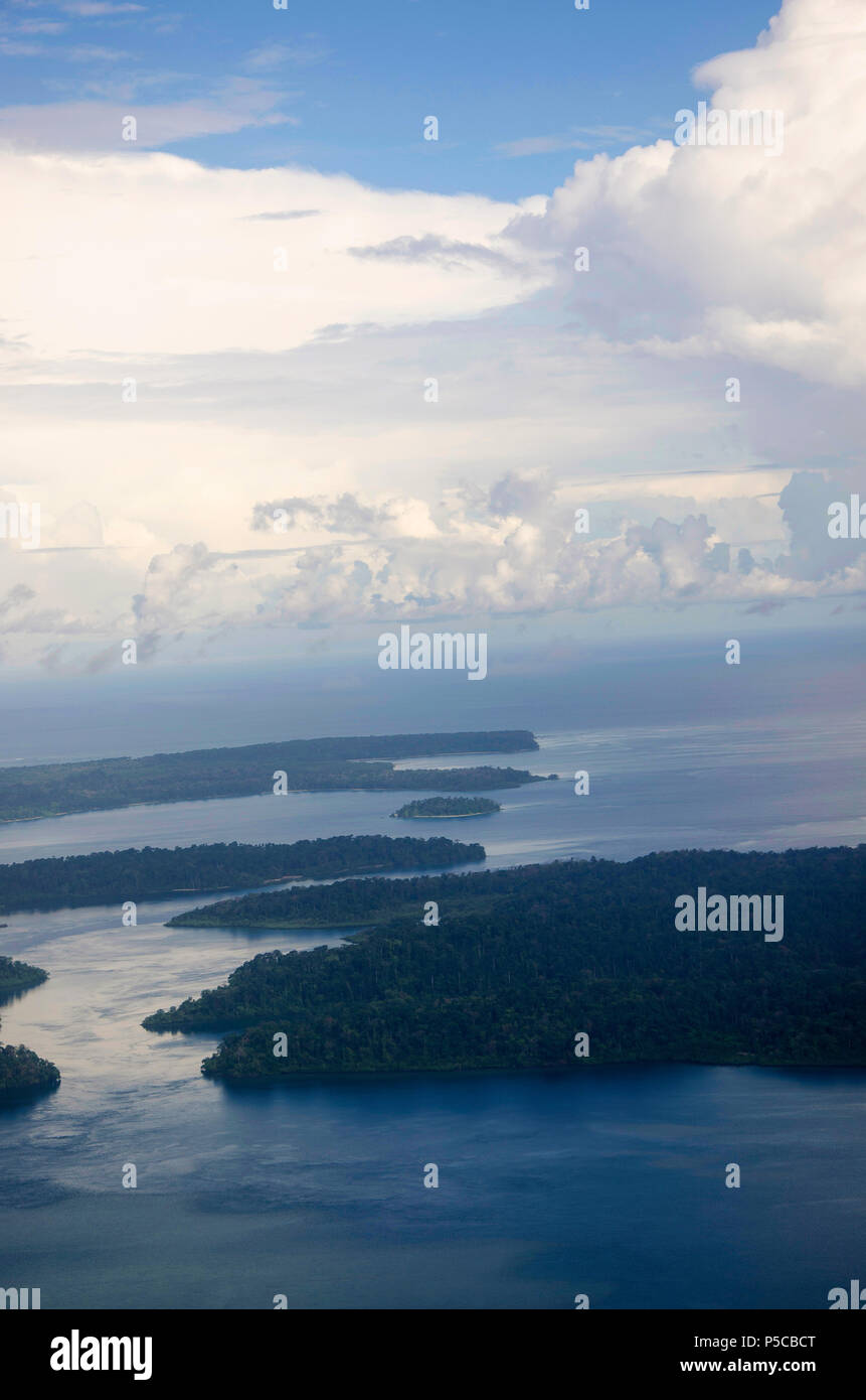 View from the aero plane's window, Port Blair, Andaman and Nicobar Islands, India Stock Photo