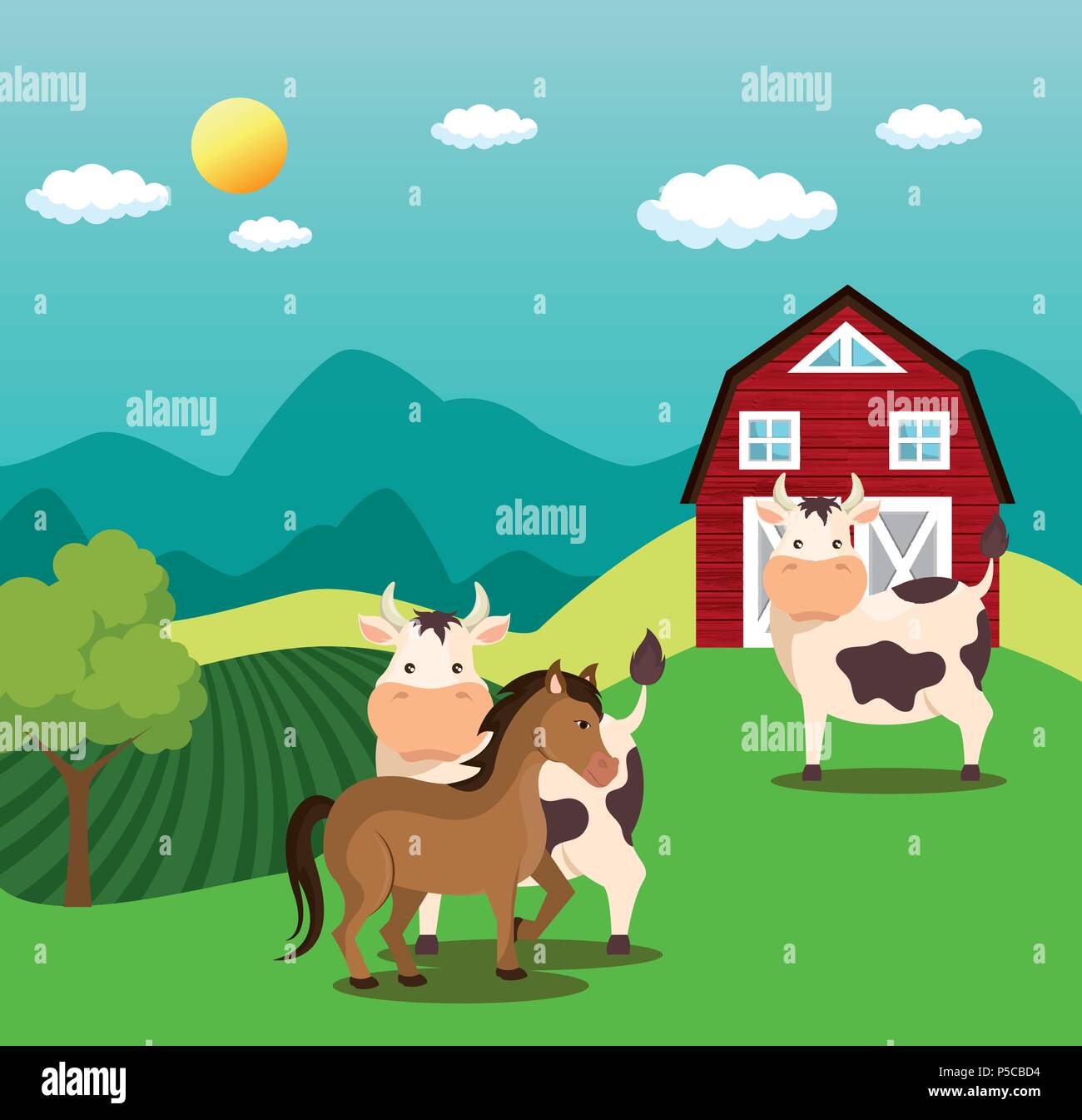 animals in the farm scene Stock Vector Image & Art - Alamy
