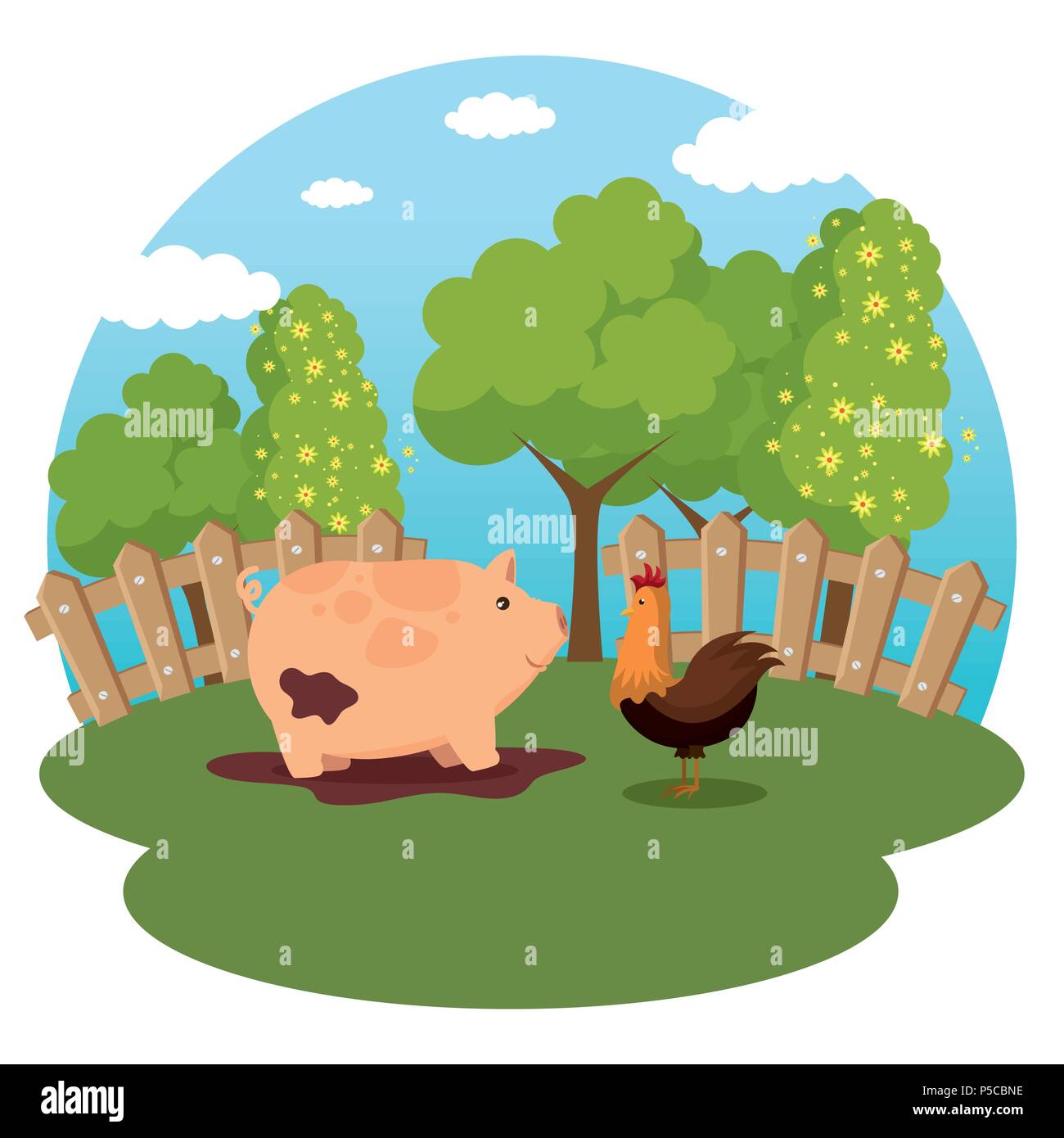animals in the farm scene Stock Vector Image & Art - Alamy